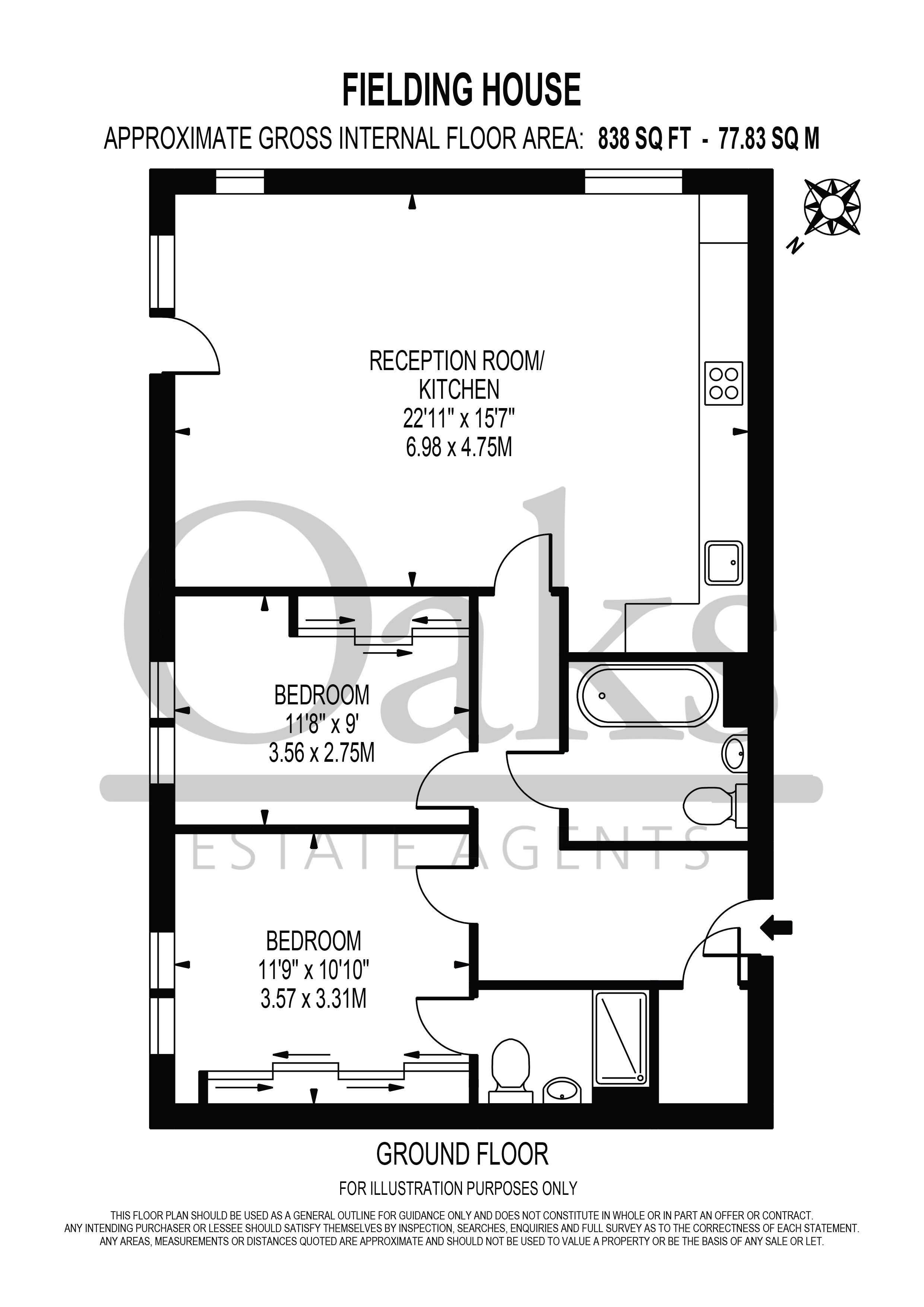 Flat 2 Fielding House, 45, Cairns Avenue, London floorplan