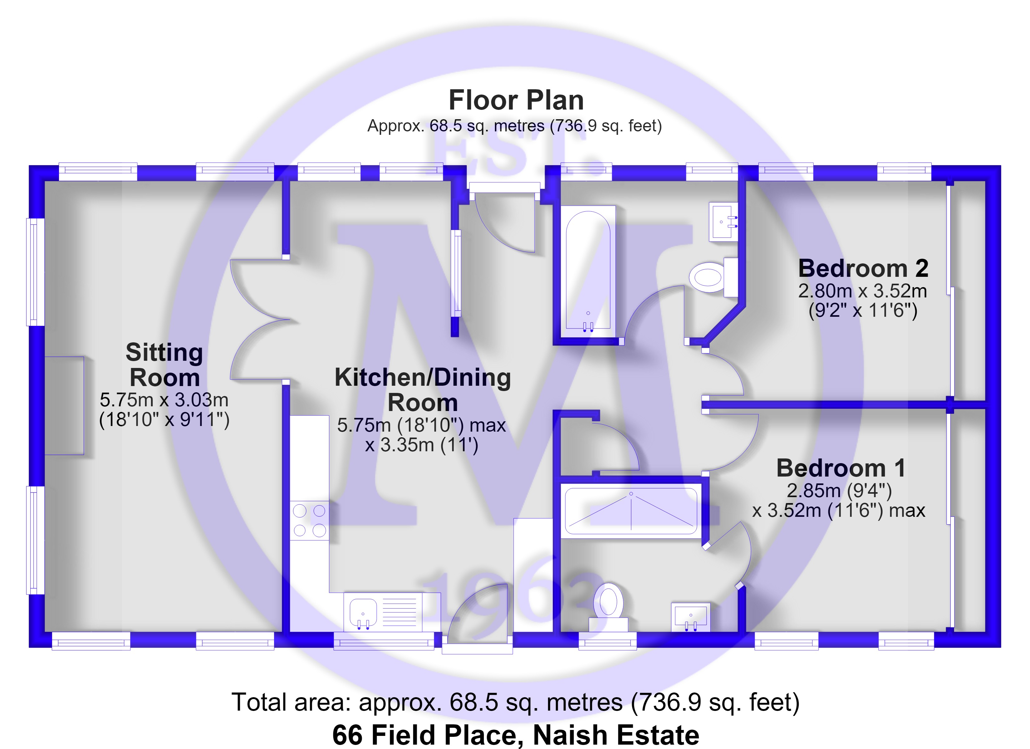 66, Field Place, Barton On Sea floorplan