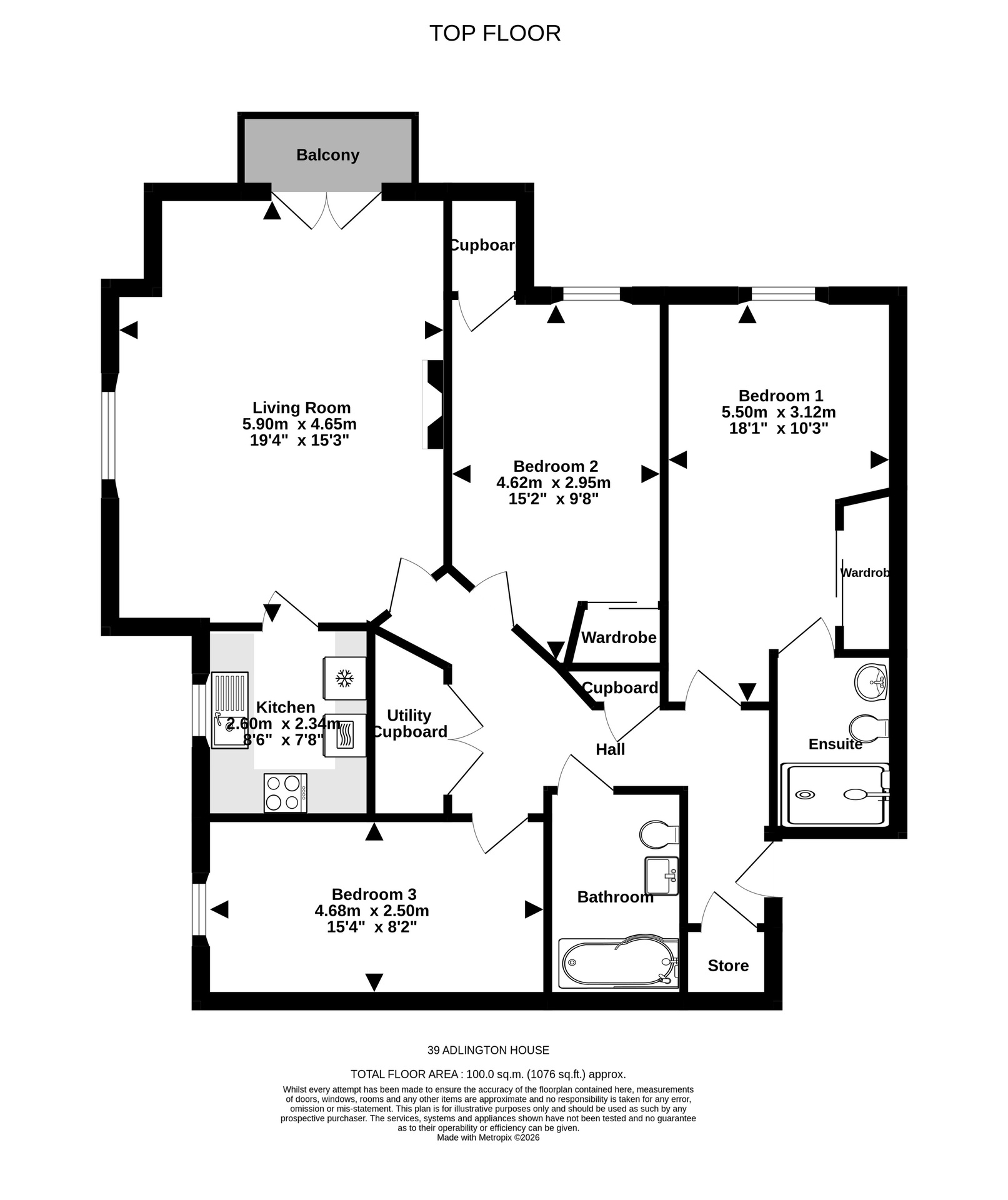39 Adlington House, Portishead floorplan