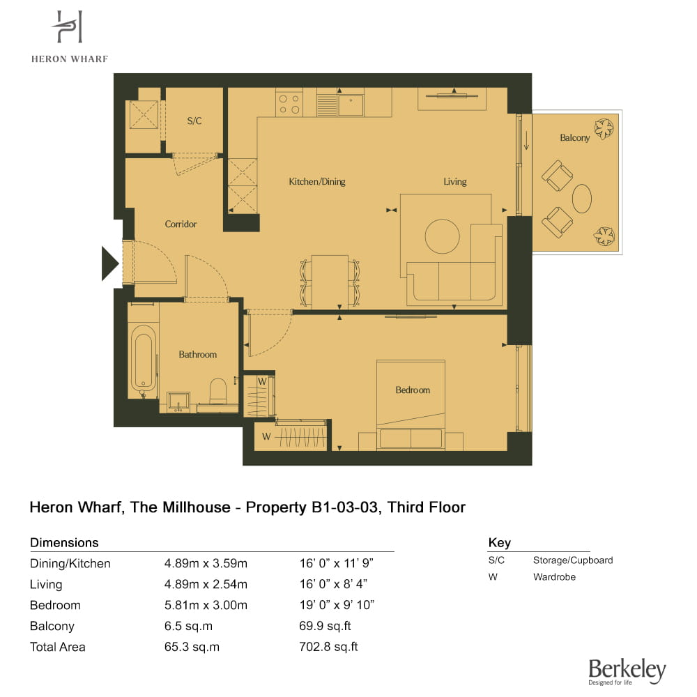 B1-03-03, London, E14 0Ll, Poplar floorplan