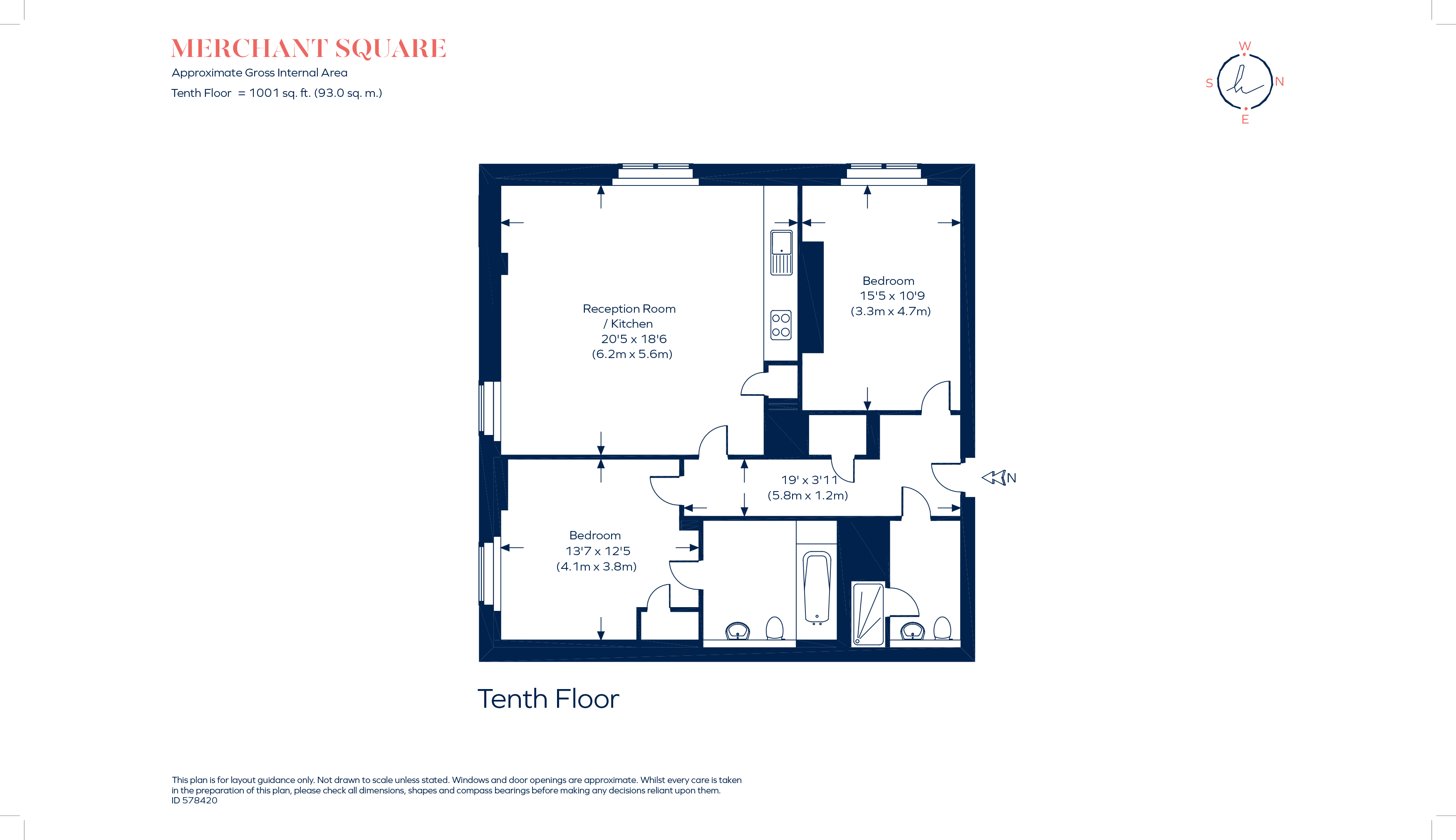 Apartment 1003, 4, Merchant Square East, London floorplan