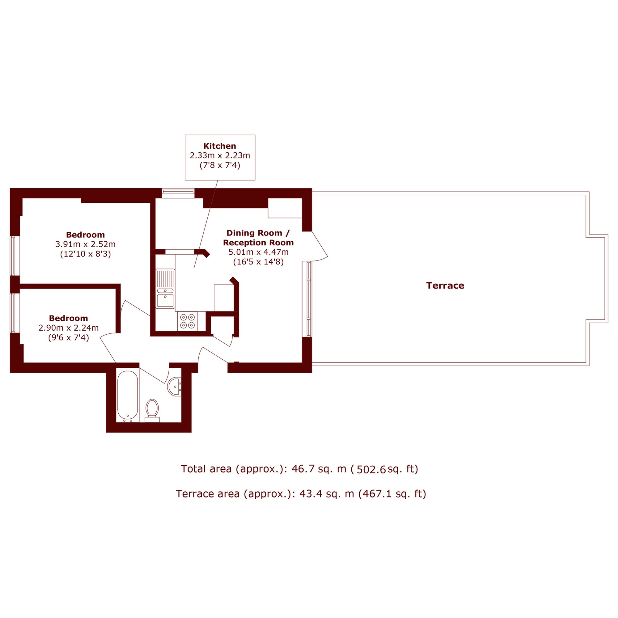Flat 7, 190, Cedars Road, London floorplan