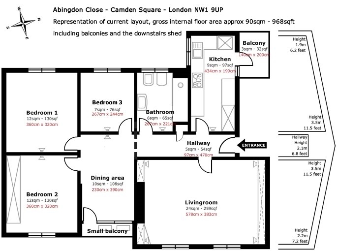3 Bedrooms Flat to rent in Abingdon Close, Camden Square, London NW1