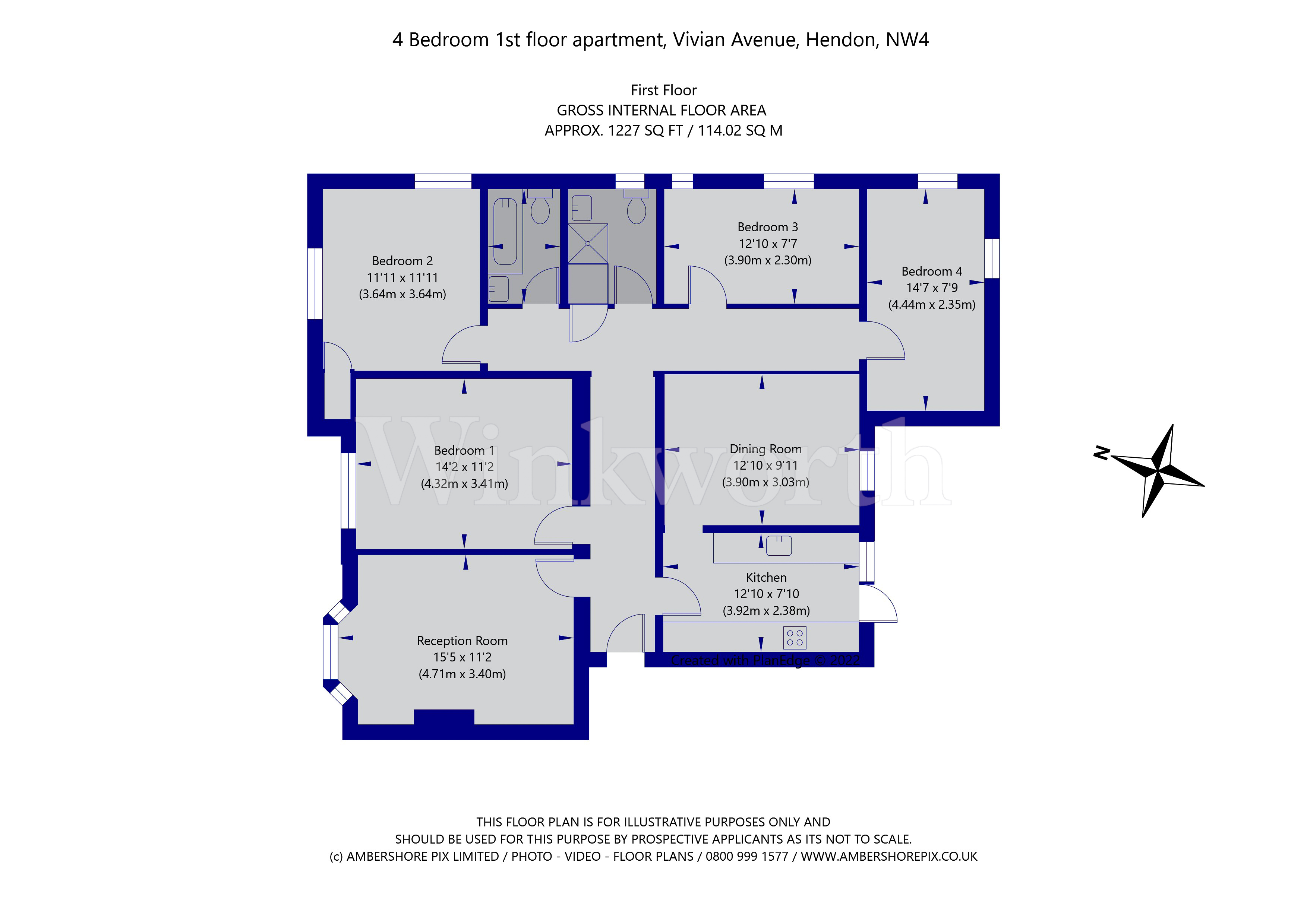 Flat 1, Florence Mansions,, Vivian Avenue, London floorplan
