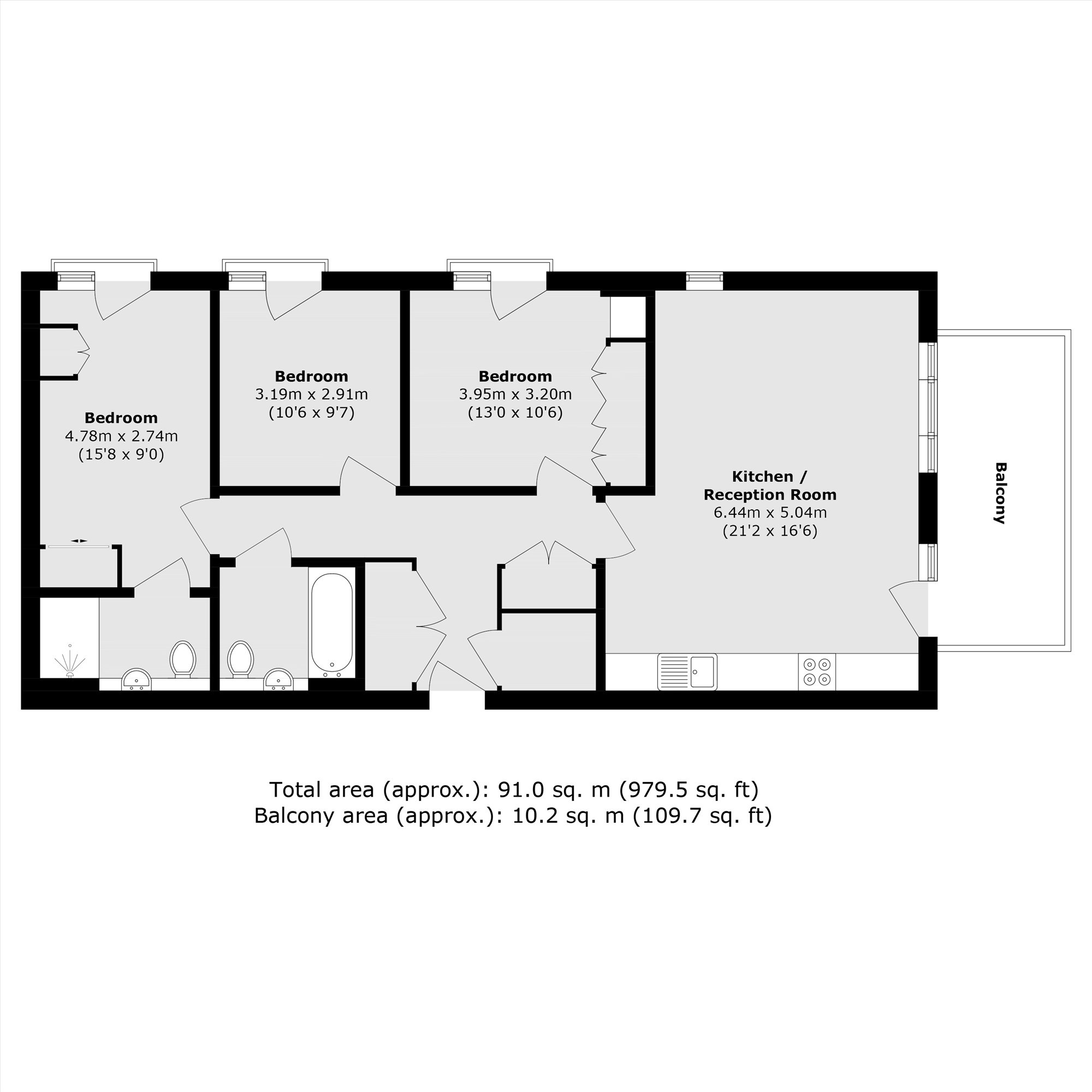Flat 2 Harriot House, 9, Clarke Avenue, Hounslow floorplan