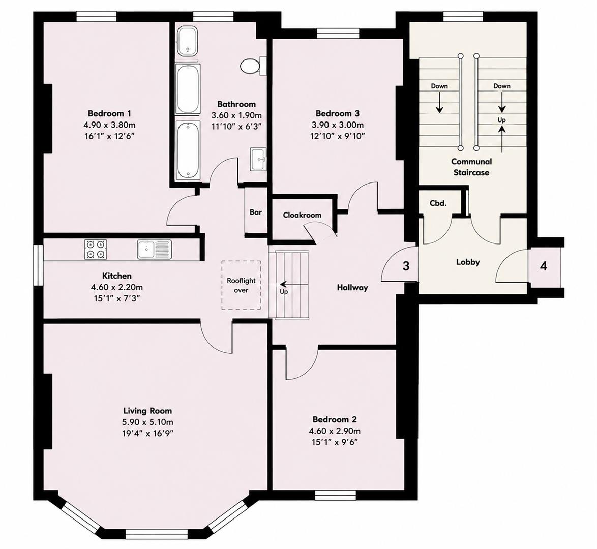 Flat 3, 21, West Hill Road, St. Leonards-on-Sea floorplan