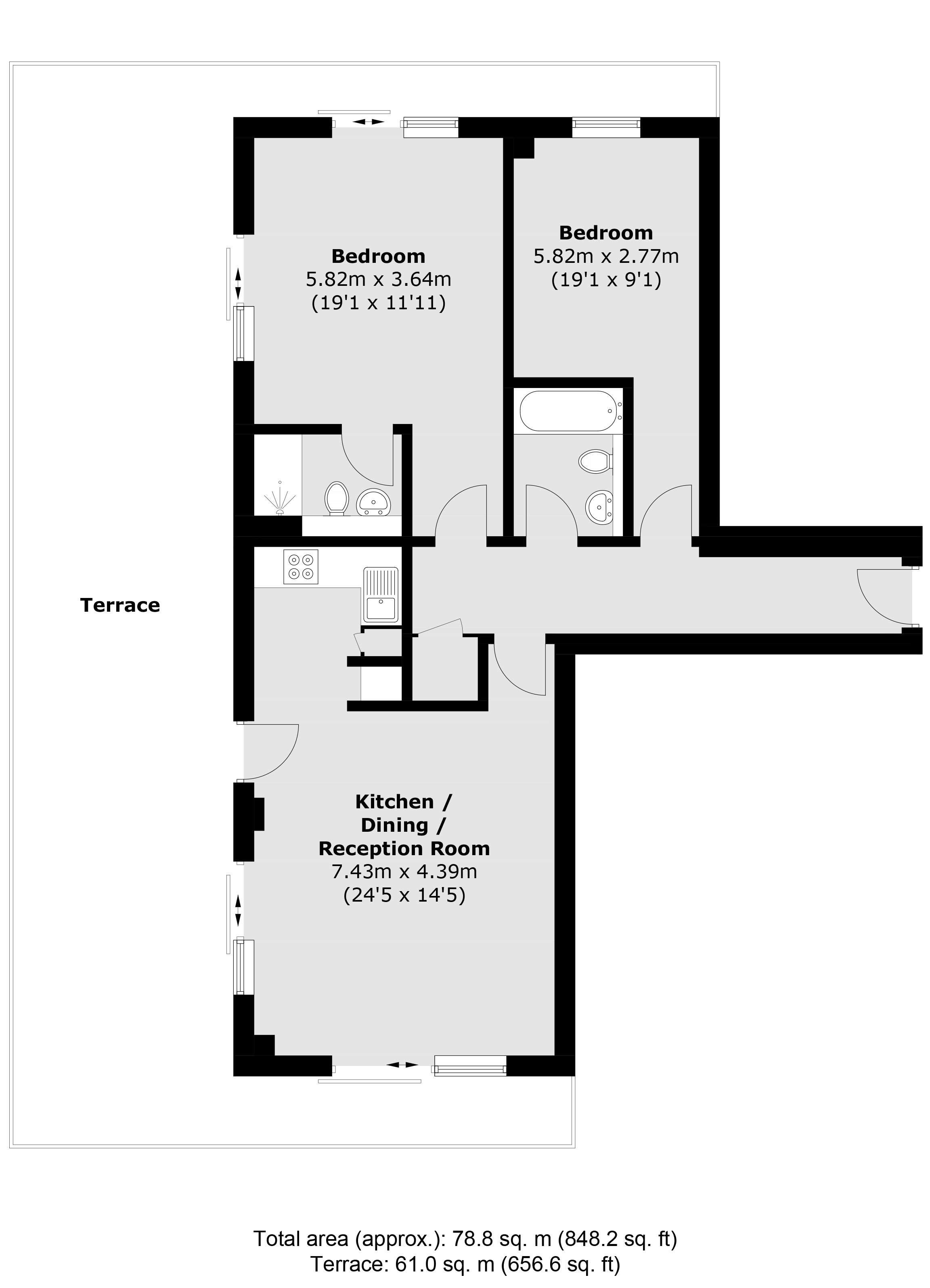 Flat, 702, Alaska Building, Deptford floorplan