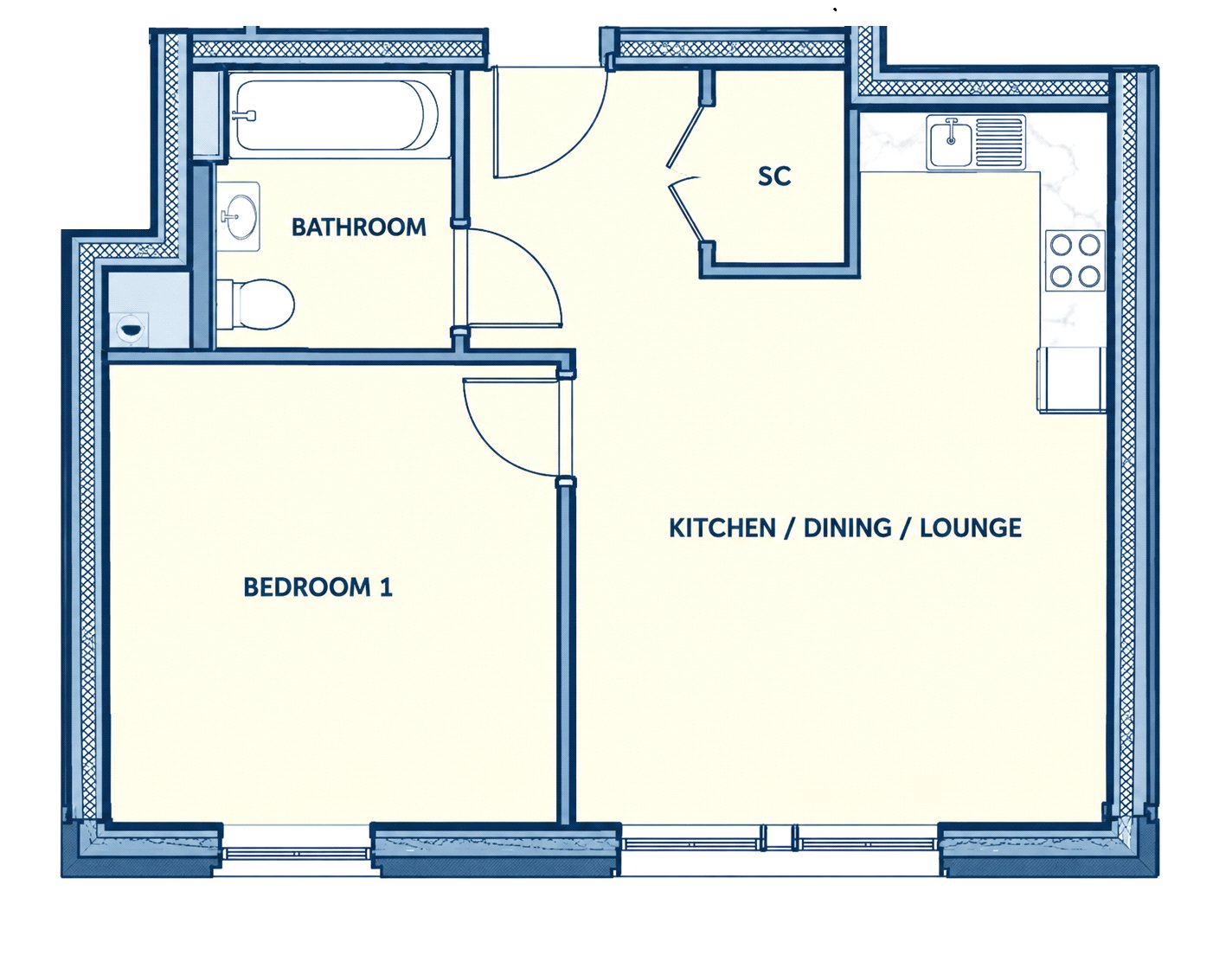 SNG SO - Flat 102, Bradley House, 10, Carmen Beckford Street, Somerset floorplan