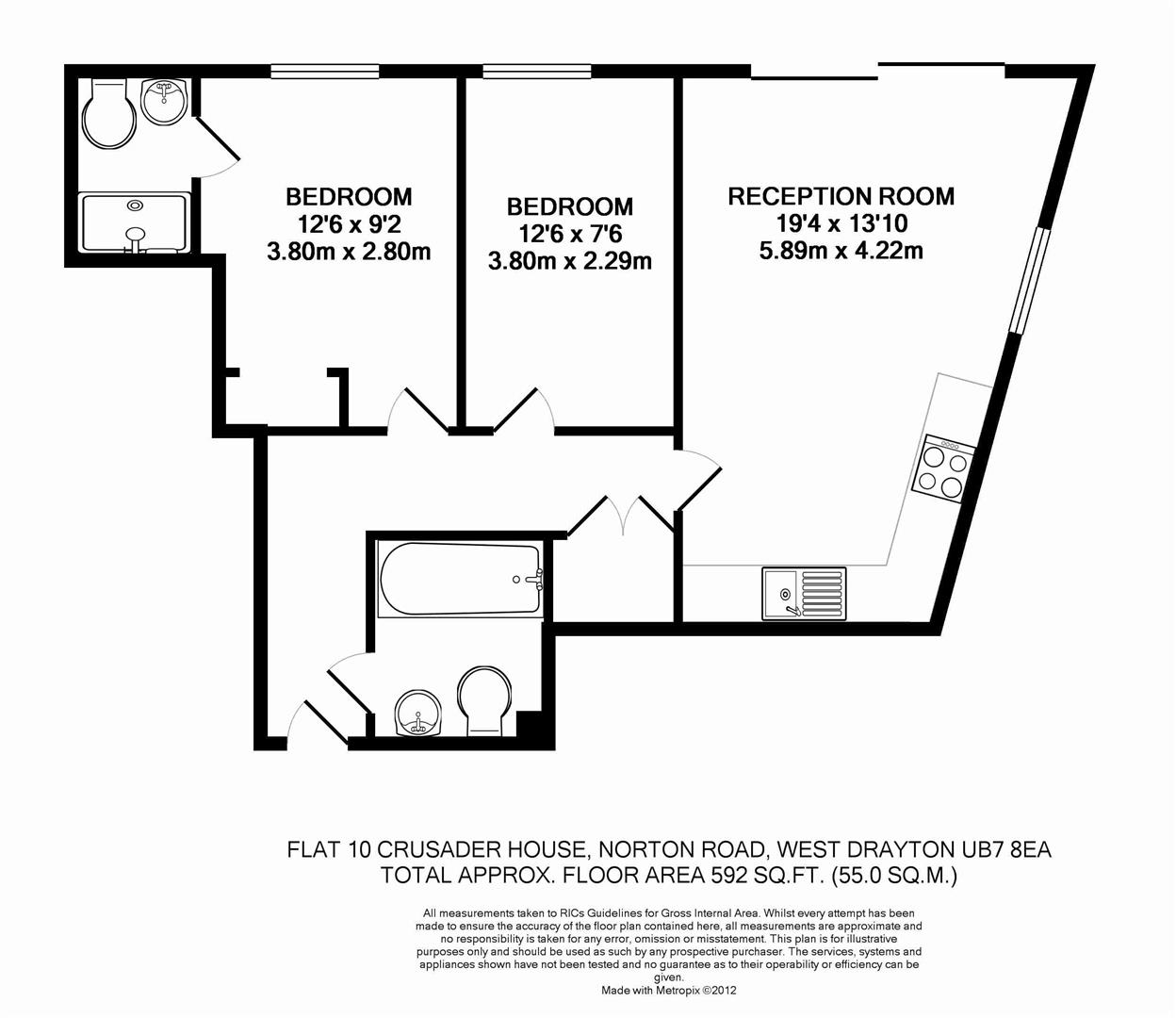 2 Bedrooms Flat to rent in Crusader House, 12A Horton Road, West Drayton UB7