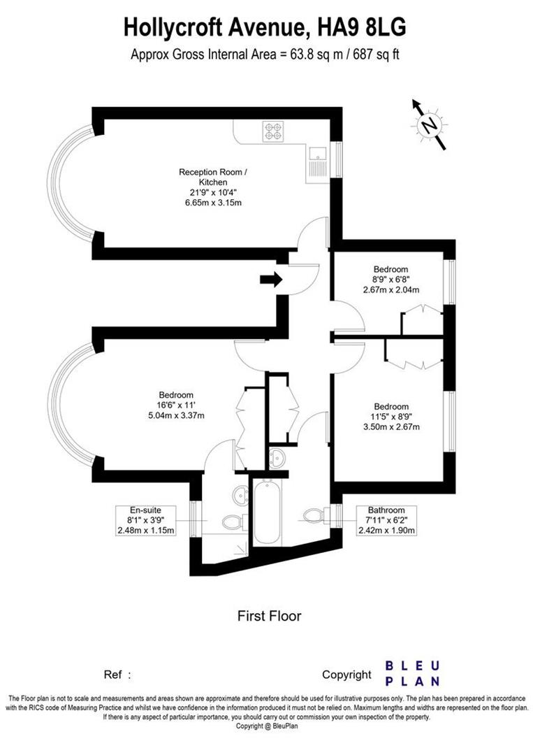 Flat 2 Fadak House, 13 Hollycroft Avenue, Wembley Park floorplan