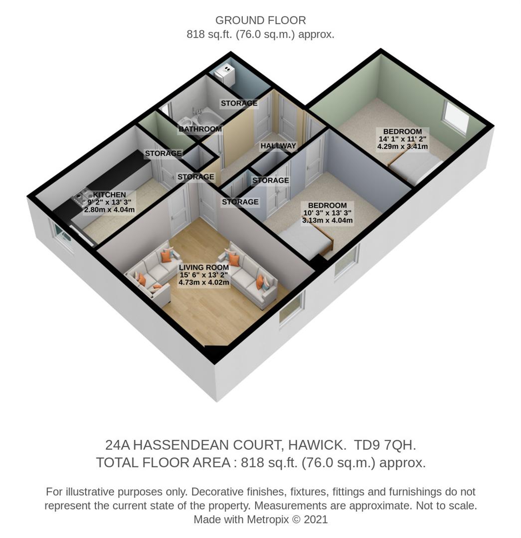 Hassendean Court, Hawick TD9, 2 bedroom flat for sale 58651552
