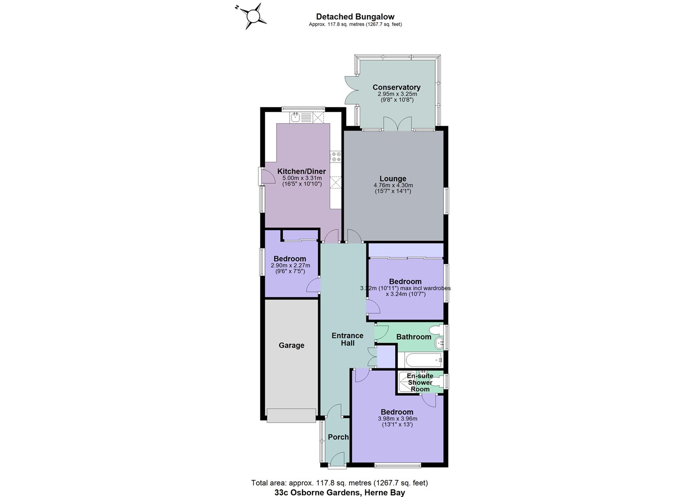 Osborne Gardens, Herne Bay CT6, 3 bedroom detached bungalow for sale