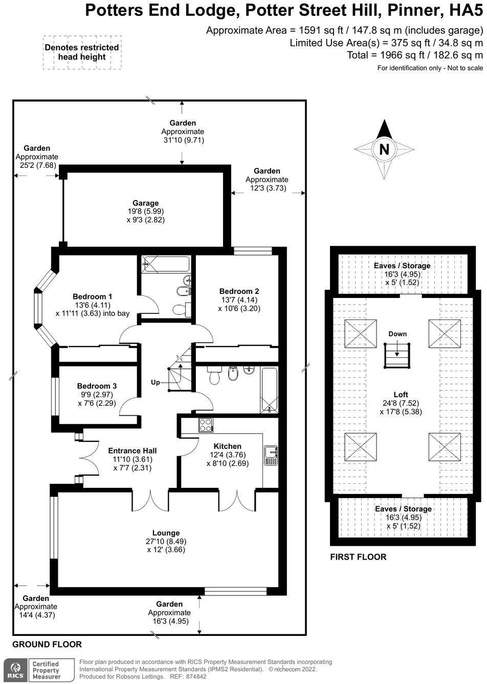 Potter Street Hill, Pinner, Middlesex HA5, 3 bedroom bungalow to rent