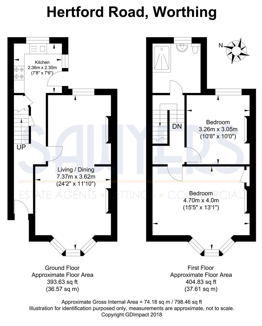 2 Bedrooms Terraced house for sale in Hertford Road, Worthing BN11