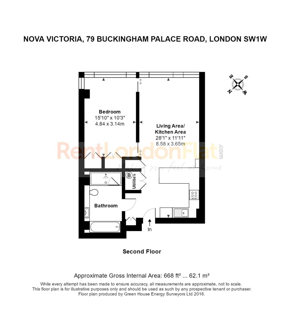 Buckingham Place Road Victoria Sw1w 1 Bedroom Flat For