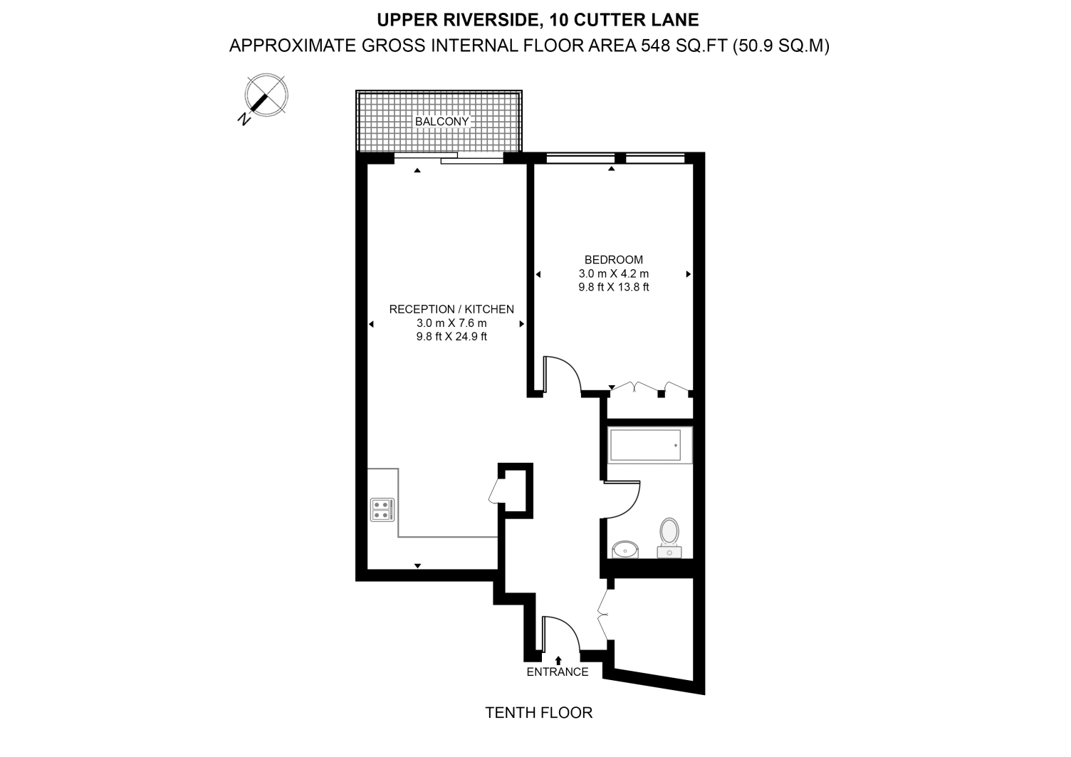 Flat 1012,, No 2 Upper Riverside, Greenwich floorplan