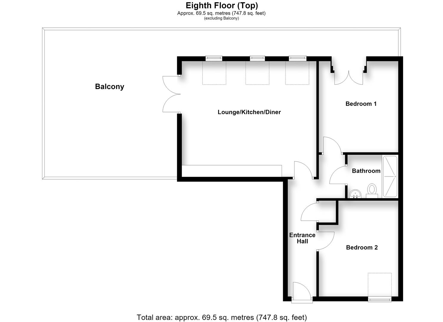 806 West Terrace, Six Hills House, Kings Road, Stevenage floorplan