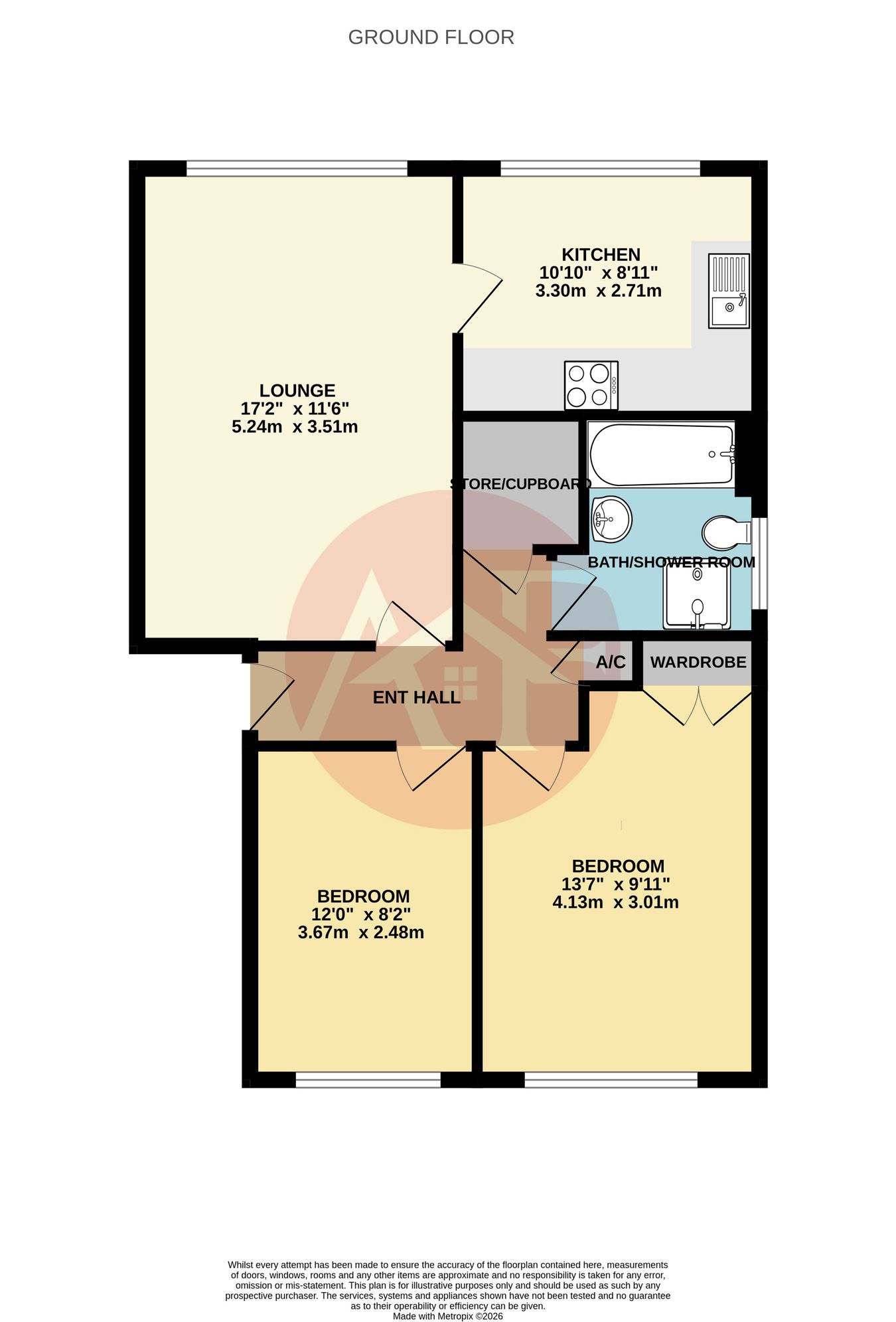 Flat 3 Brue House, 84, Berrow Road, Burnham-on-Sea floorplan