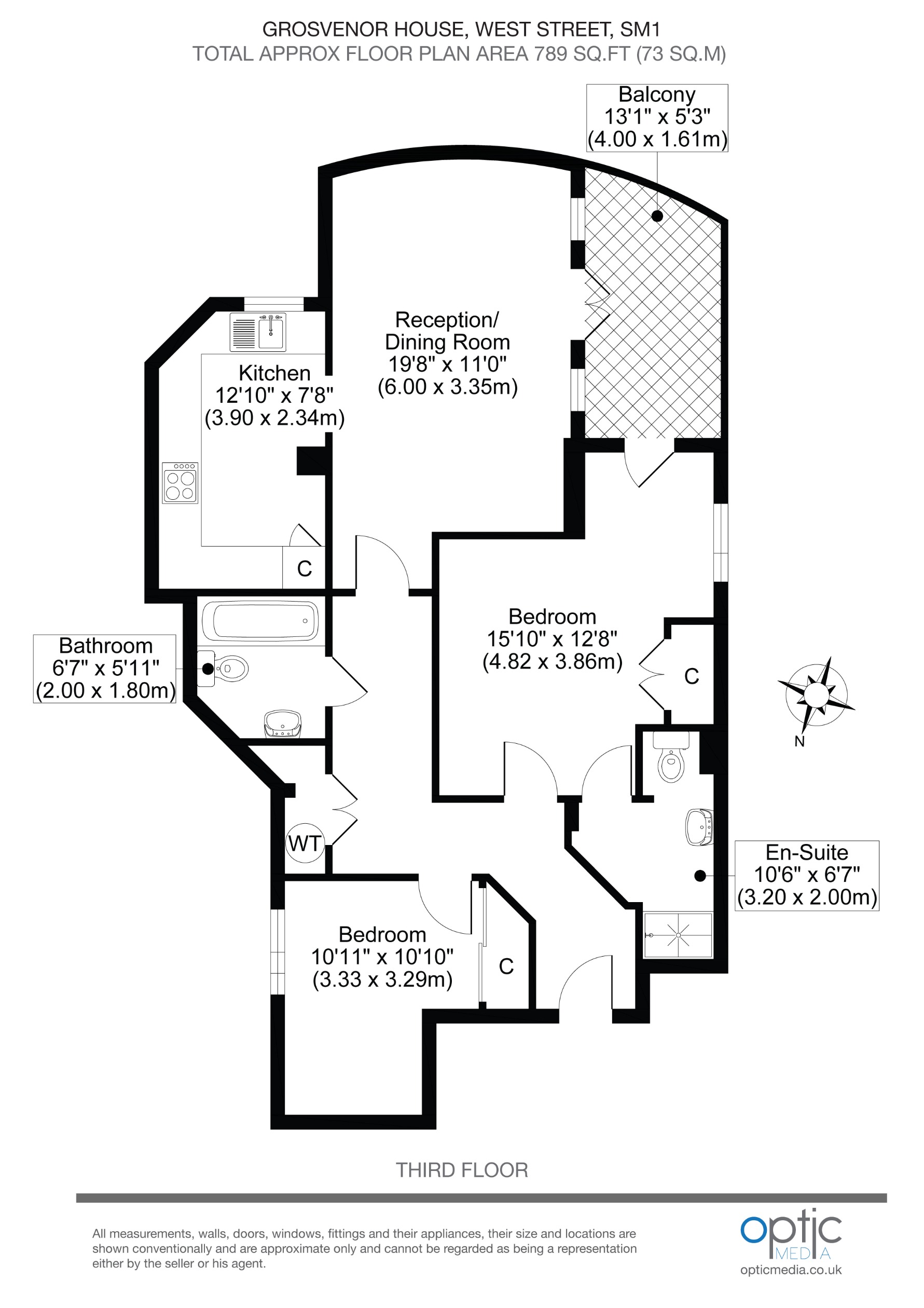 Flat 12, , Grosvenor House, 32 West Street, Sutton floorplan