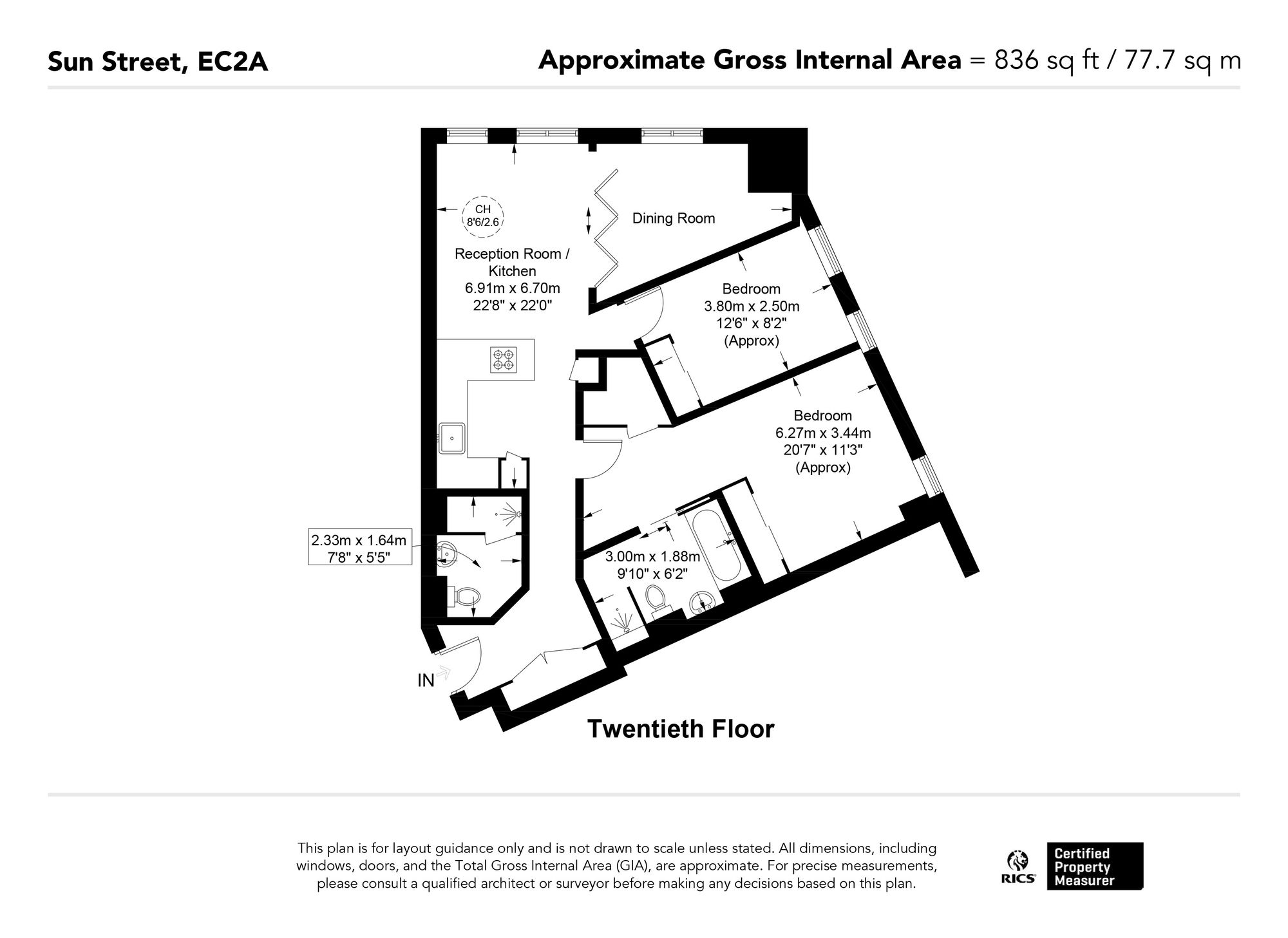 Apt S2003, 19 Sun Street, London floorplan