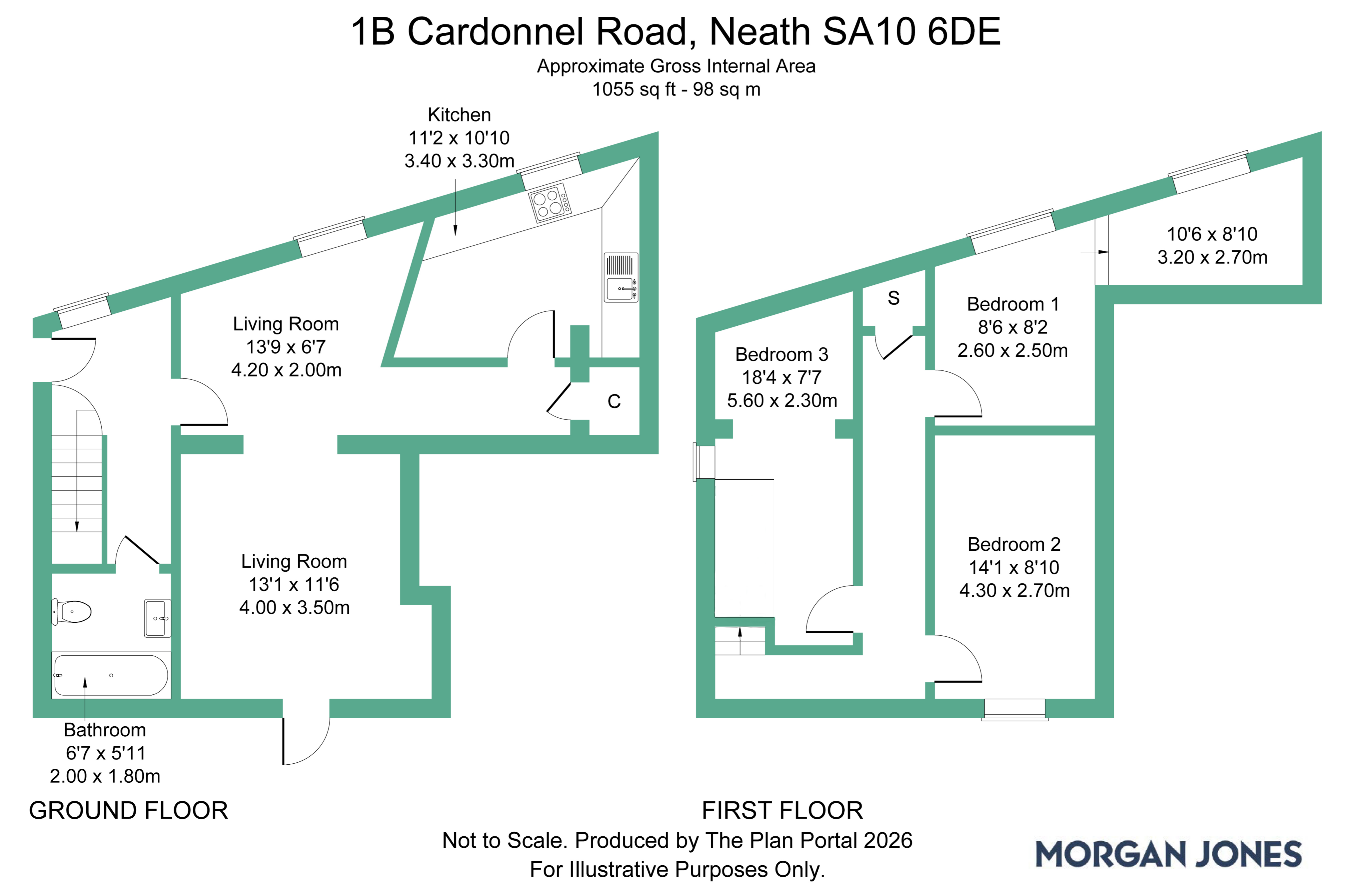 1b Cardonnel Road, Neath floorplan