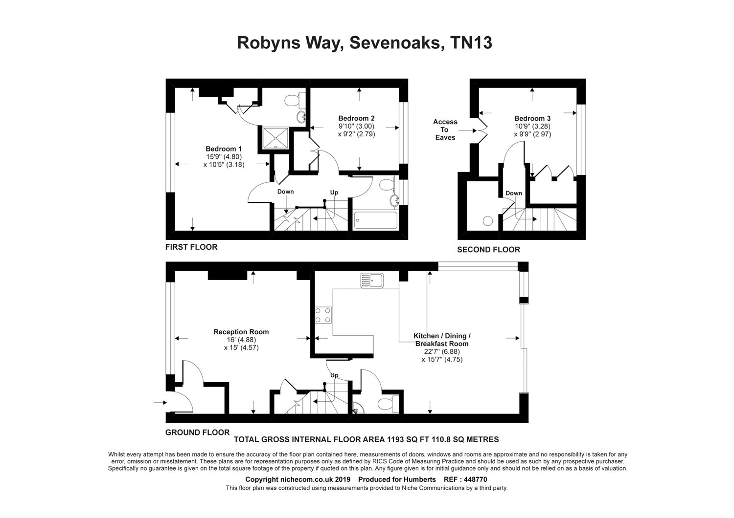 3 Bedrooms Terraced house for sale in Robyns Way, Sevenoaks, Kent TN13