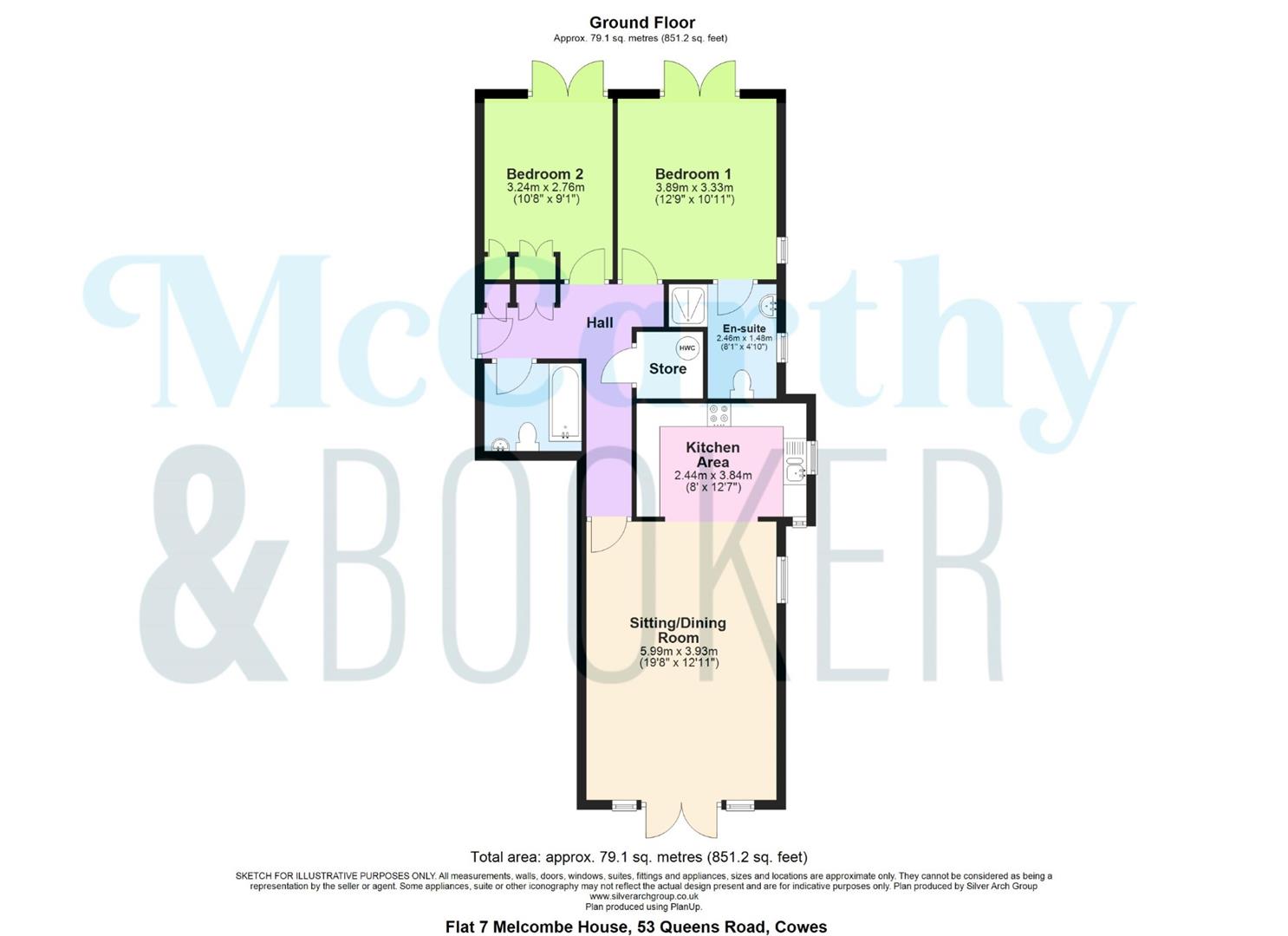 Flat 7, Melcombe House, 53, Queens Road, Cowes floorplan