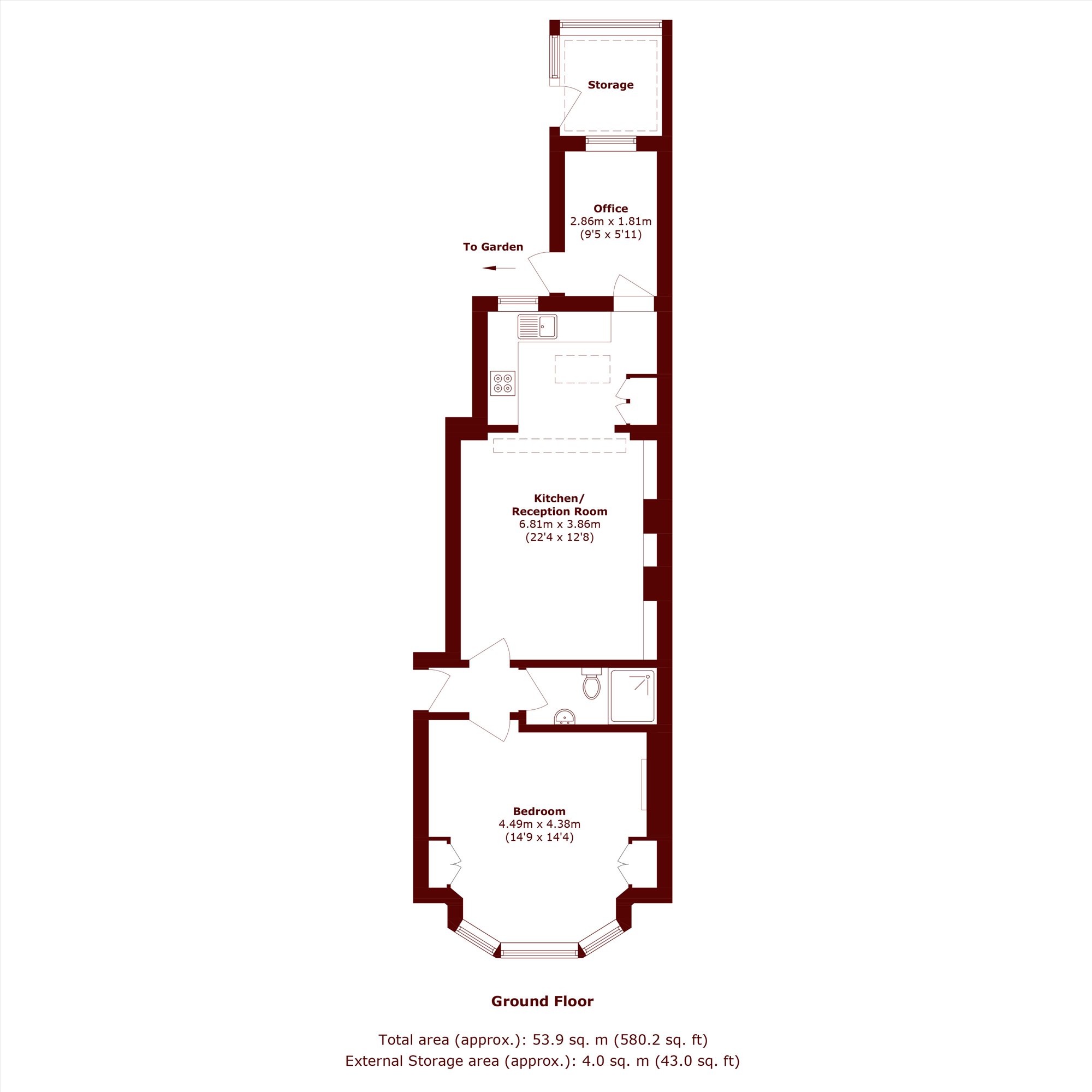 Flat 1, 55, Buckley Road, London floorplan