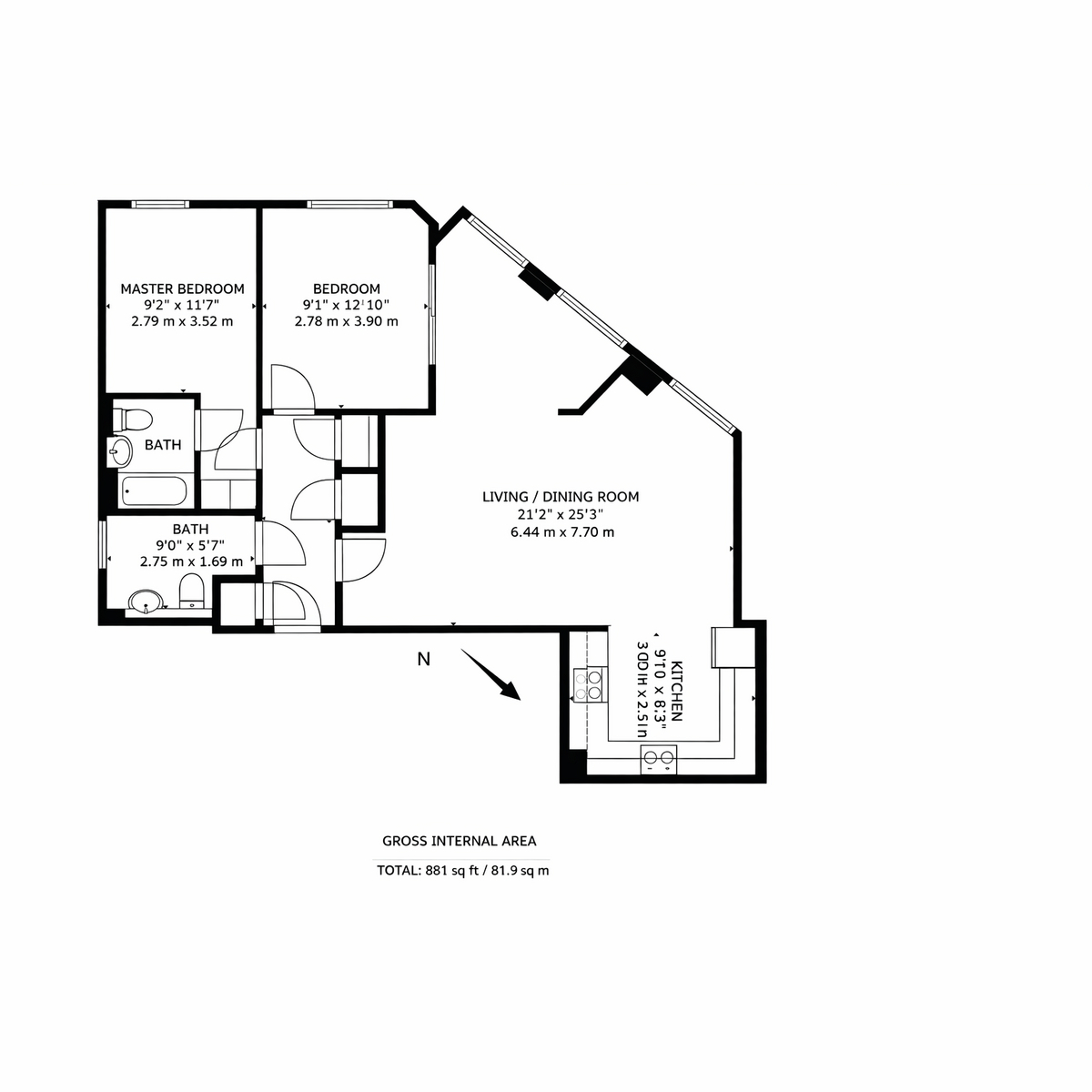 Flat 1104 Sky View, 12, High Street, London floorplan