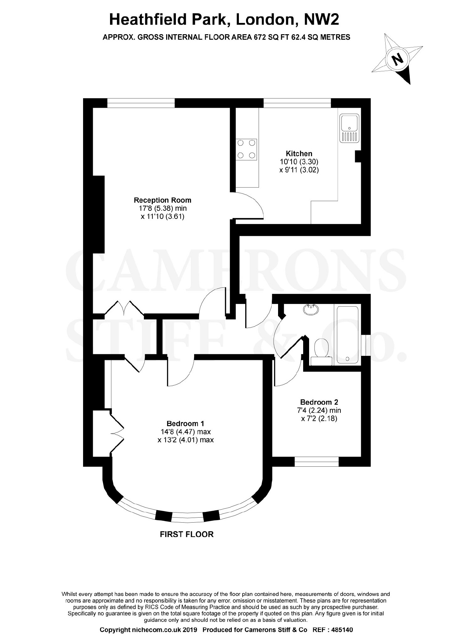 2 Bedrooms Flat for sale in Heathfield Park, London NW2