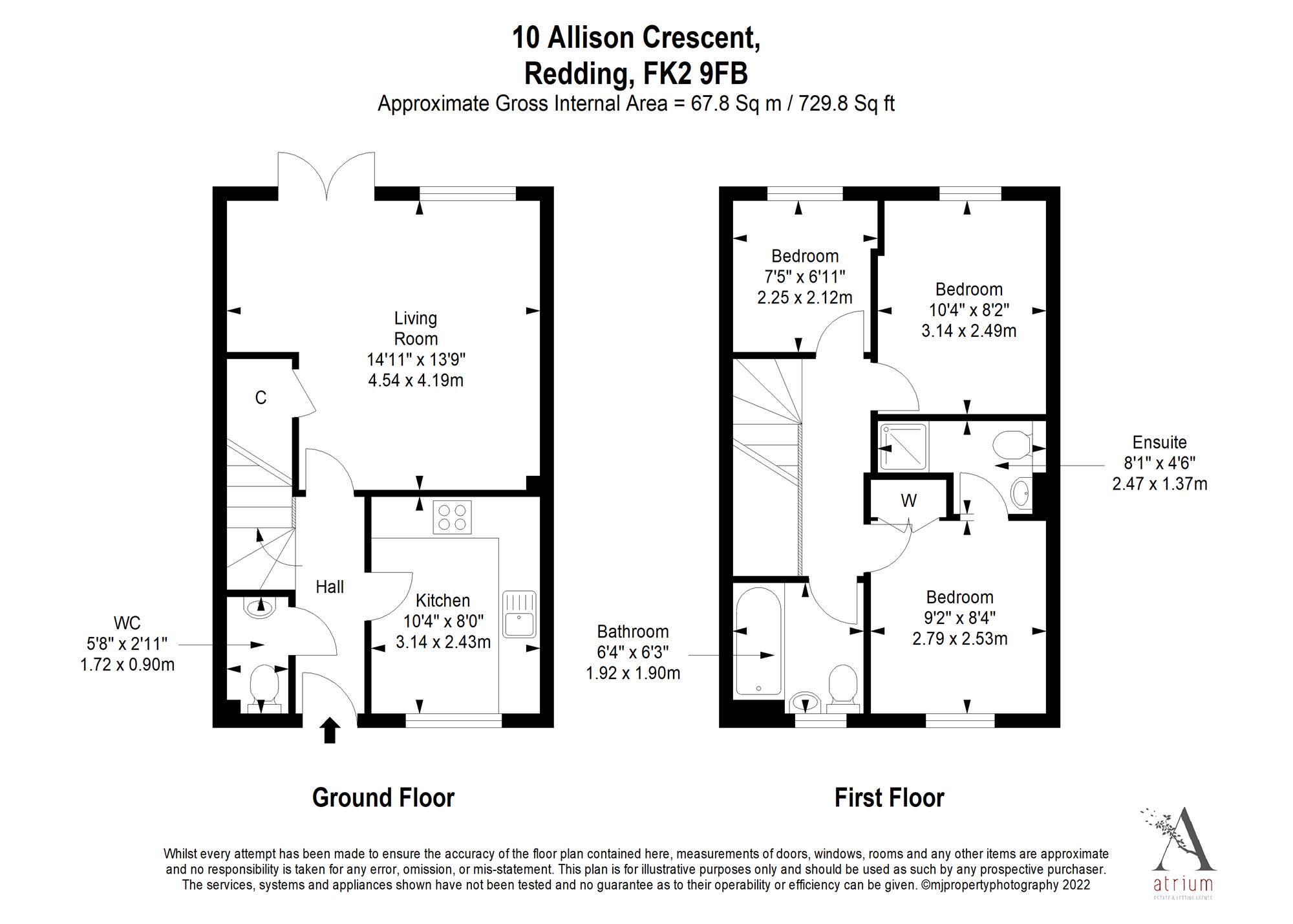 Allison Crescent, Redding, Falkirk FK2, 3 bedroom terraced house for