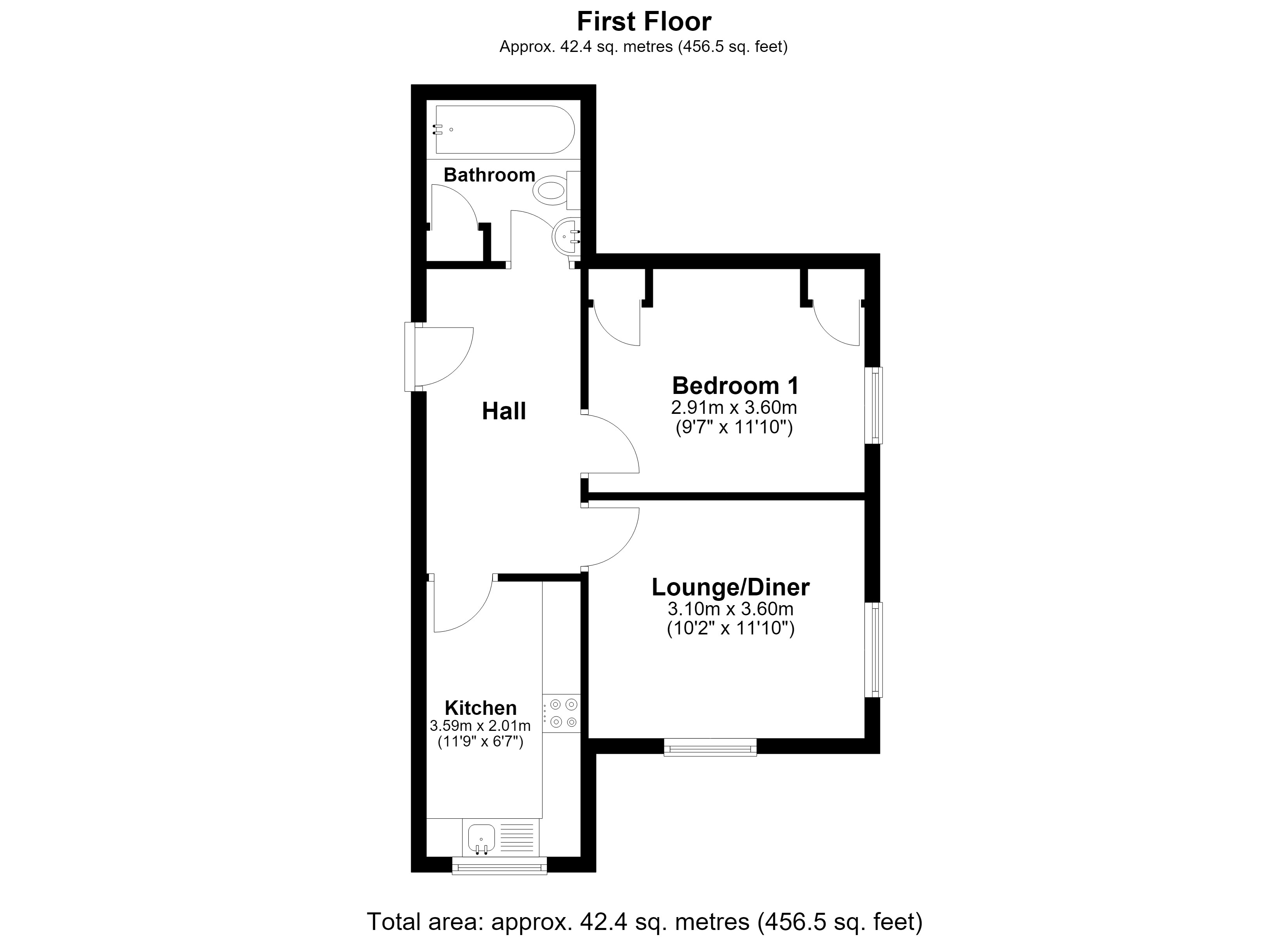 Flat 1, 100, Albert Street, Ventnor floorplan
