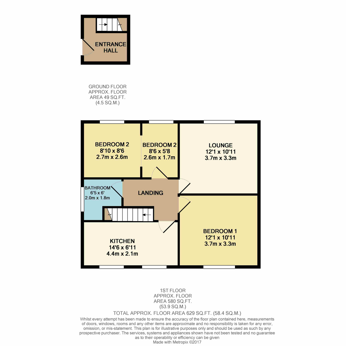 Flat Flat 3, 58, Greensward Lane, Essex floorplan