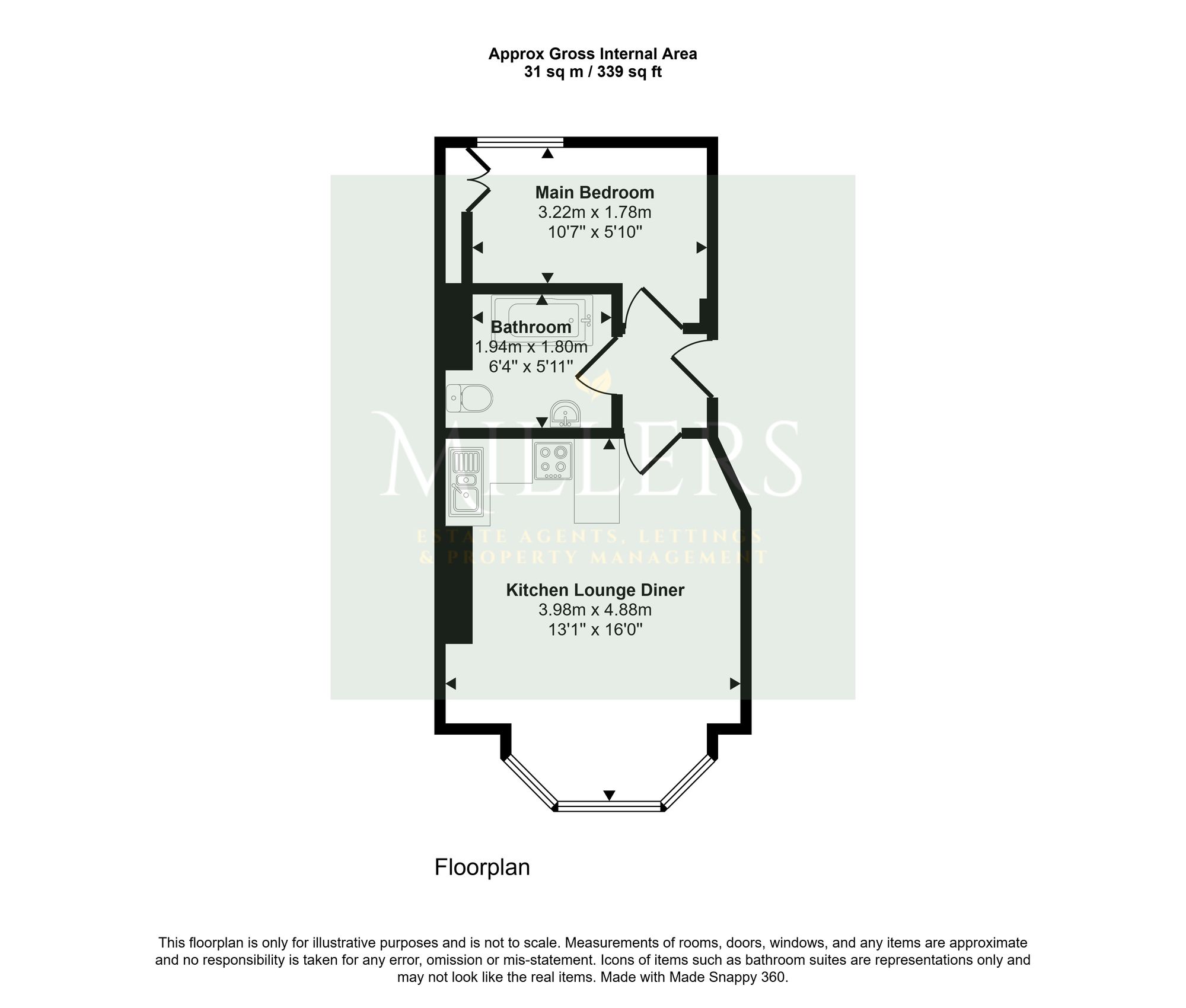 Flat 1, 5 Beach Road, Cromer floorplan