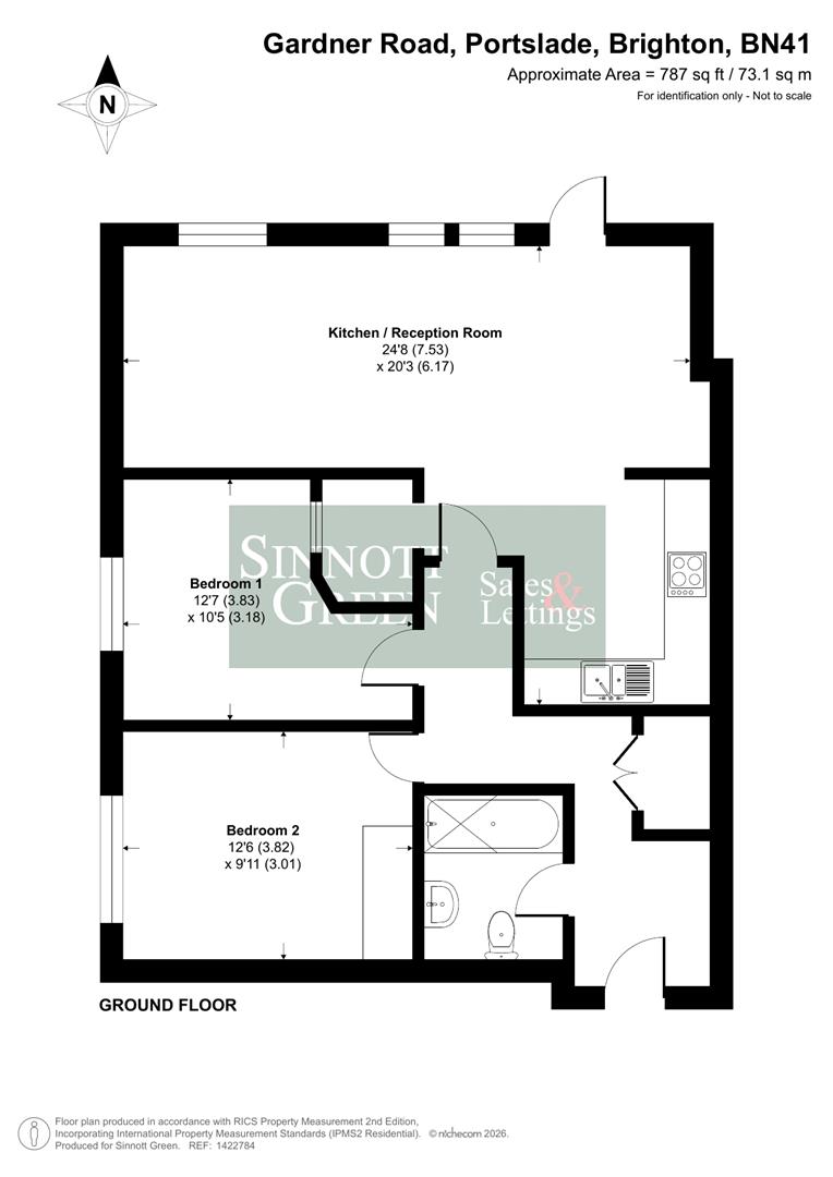 Flat 1, Kingston House 56A, Gardner Road, Portslade floorplan