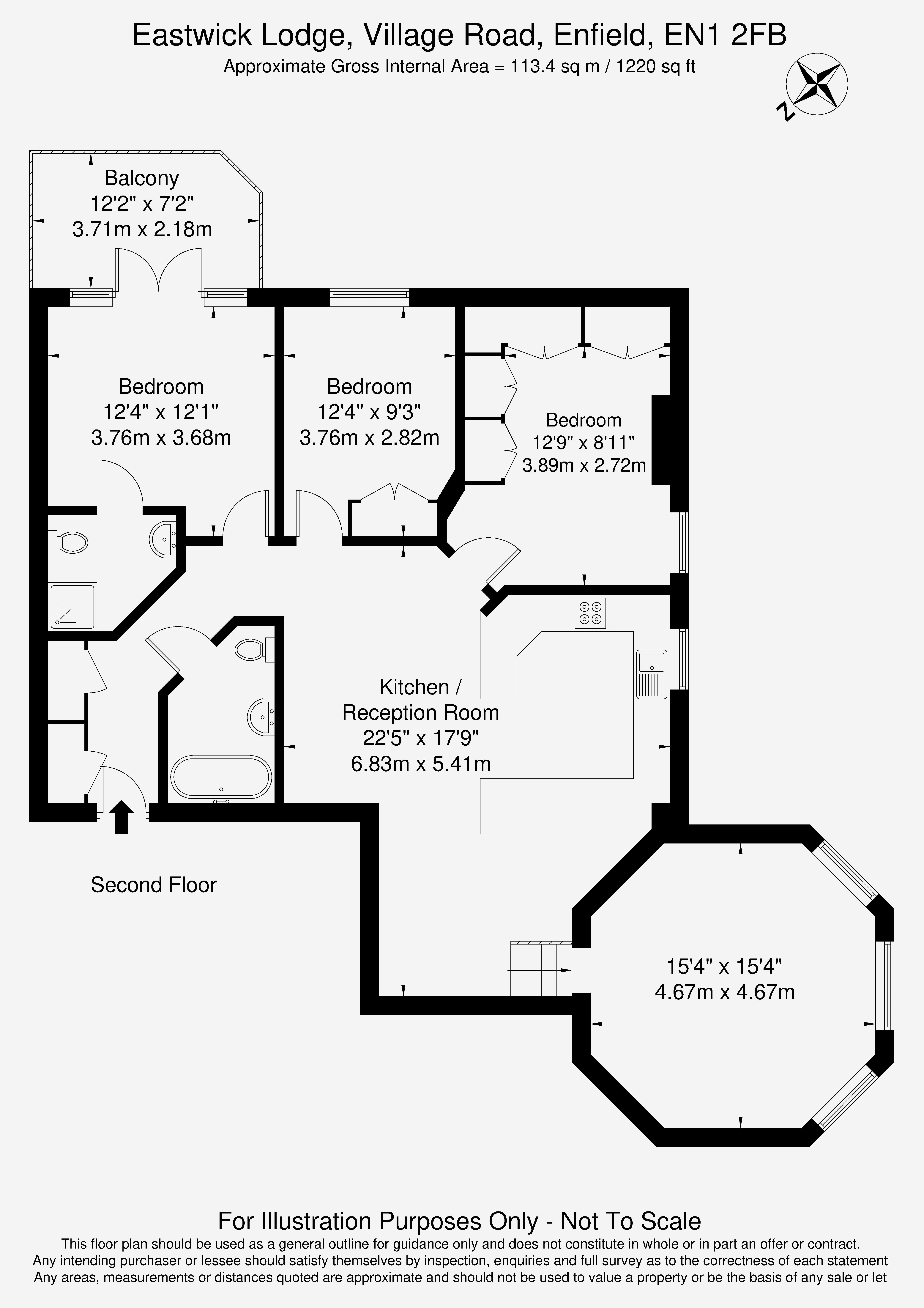 15 Eastwick Lodge, Village Road, Enfield floorplan