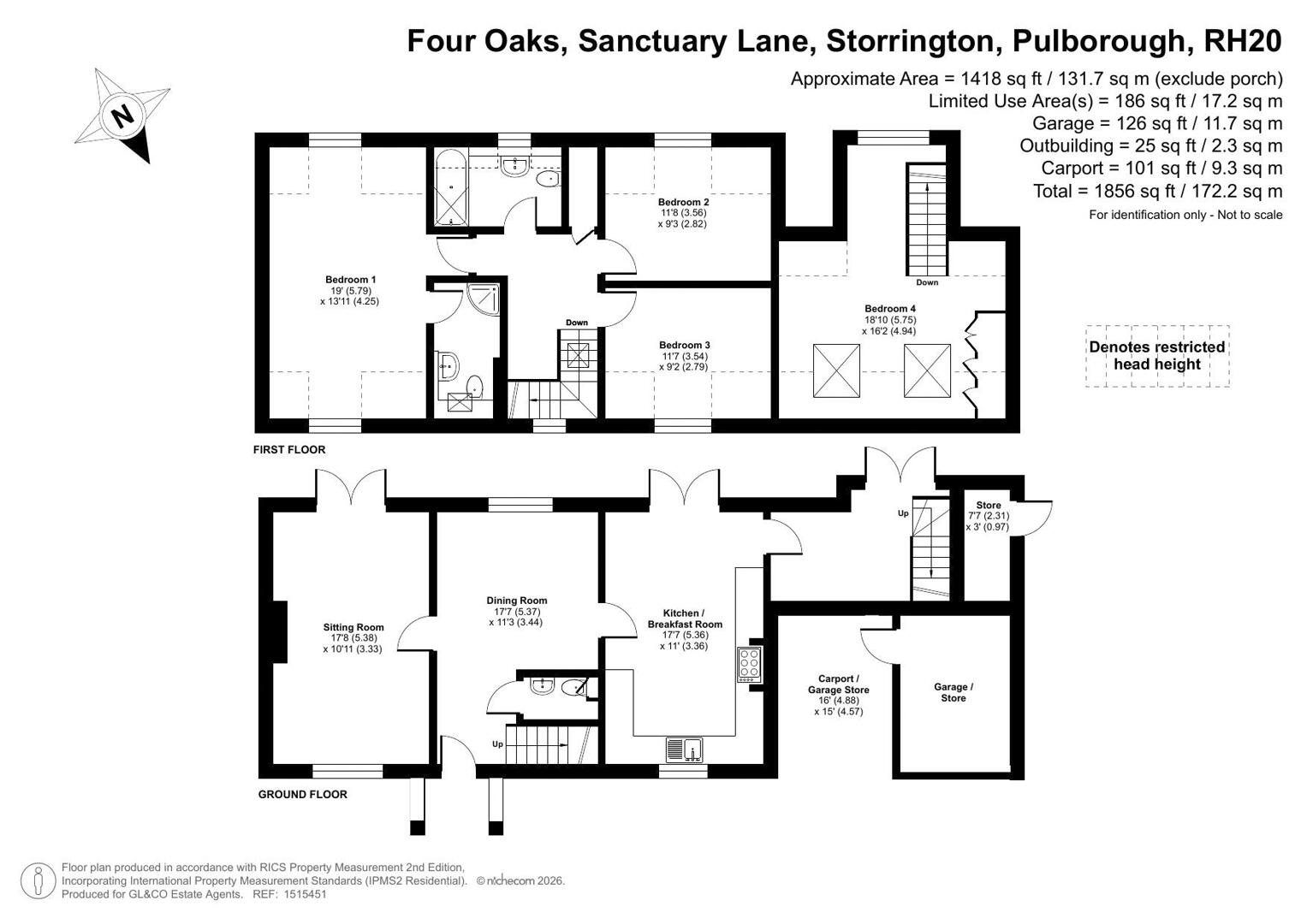 Four Oaks, Sanctuary Lane, Storrington floorplan