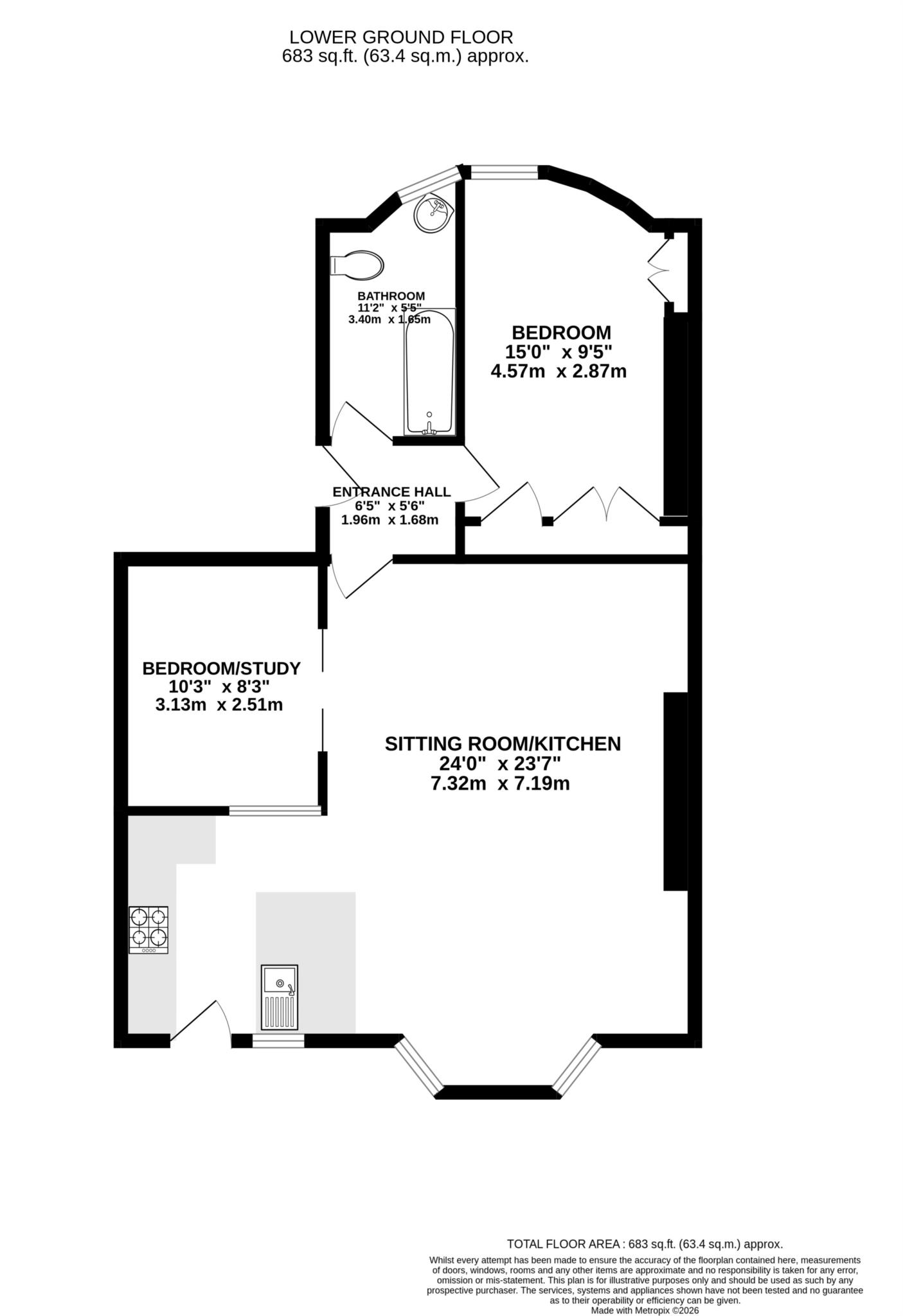 Flat 1, The Beacon, Exmouth floorplan