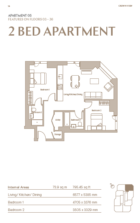 Flat 1805 Crown View, 150, Dantzic Street, Manchester floorplan