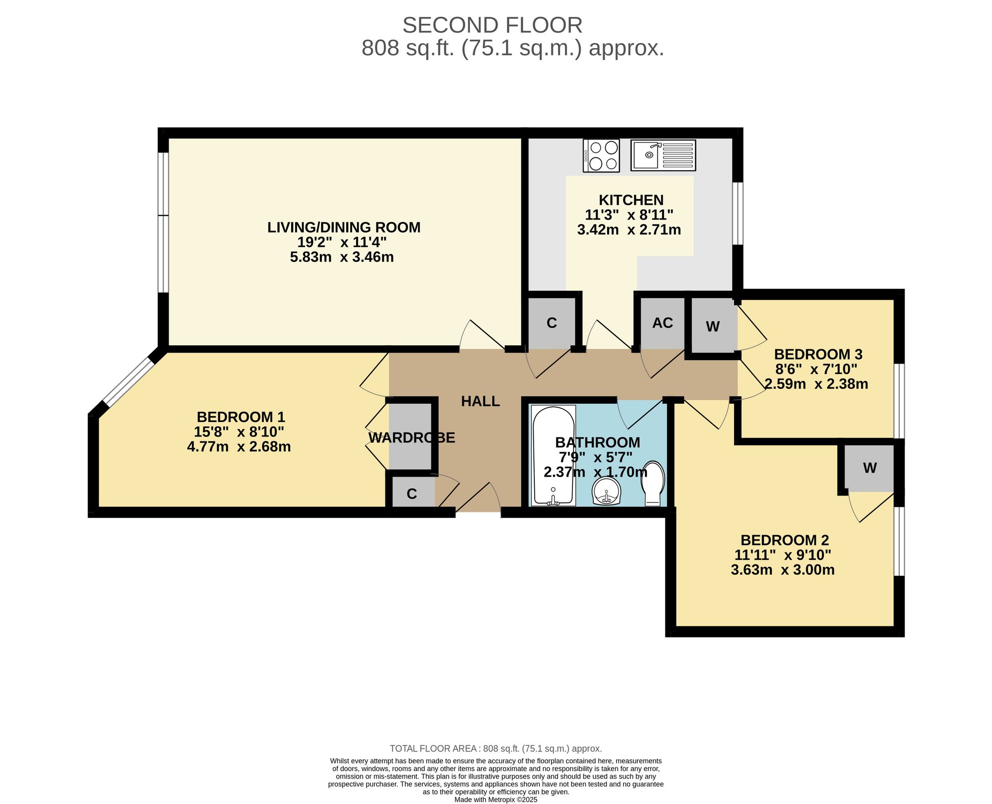 Flat 12, Summerfield Court French Weir Close, Taunton floorplan