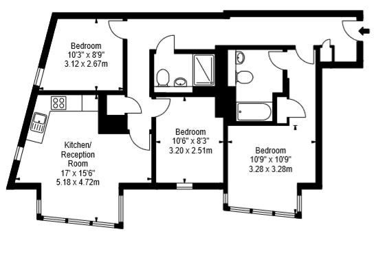 3 Bedrooms Flat to rent in Merchant Square East, London W2