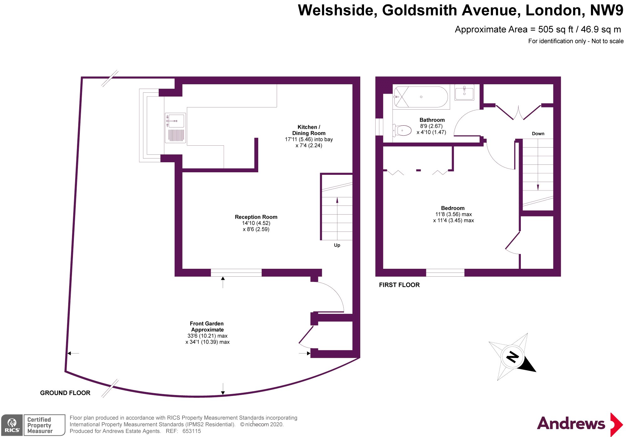 1 bed end terrace house for sale in Welshside, Goldsmith Avenue, London