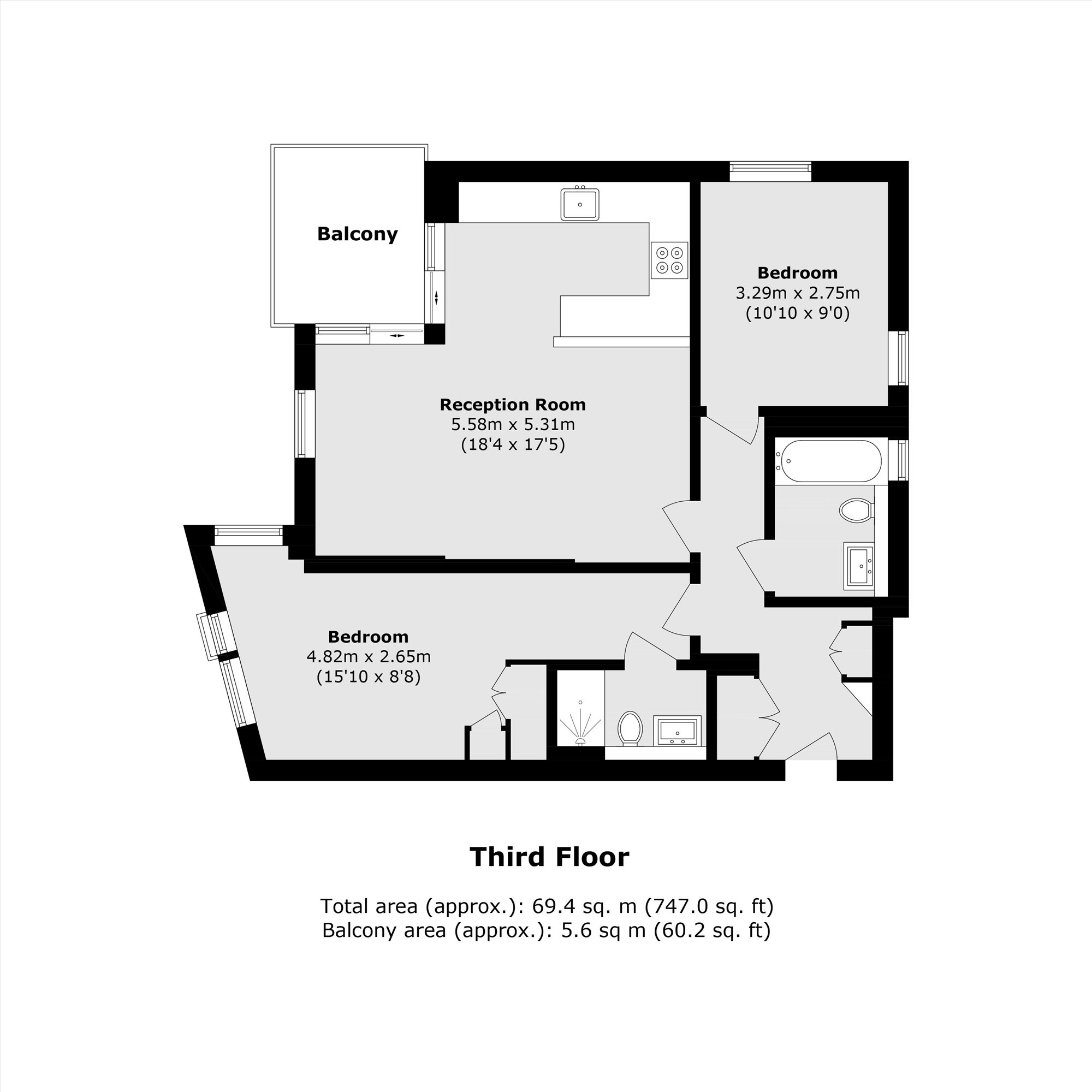 Flat 11, Tangerine House, 119, Weston Street, London floorplan