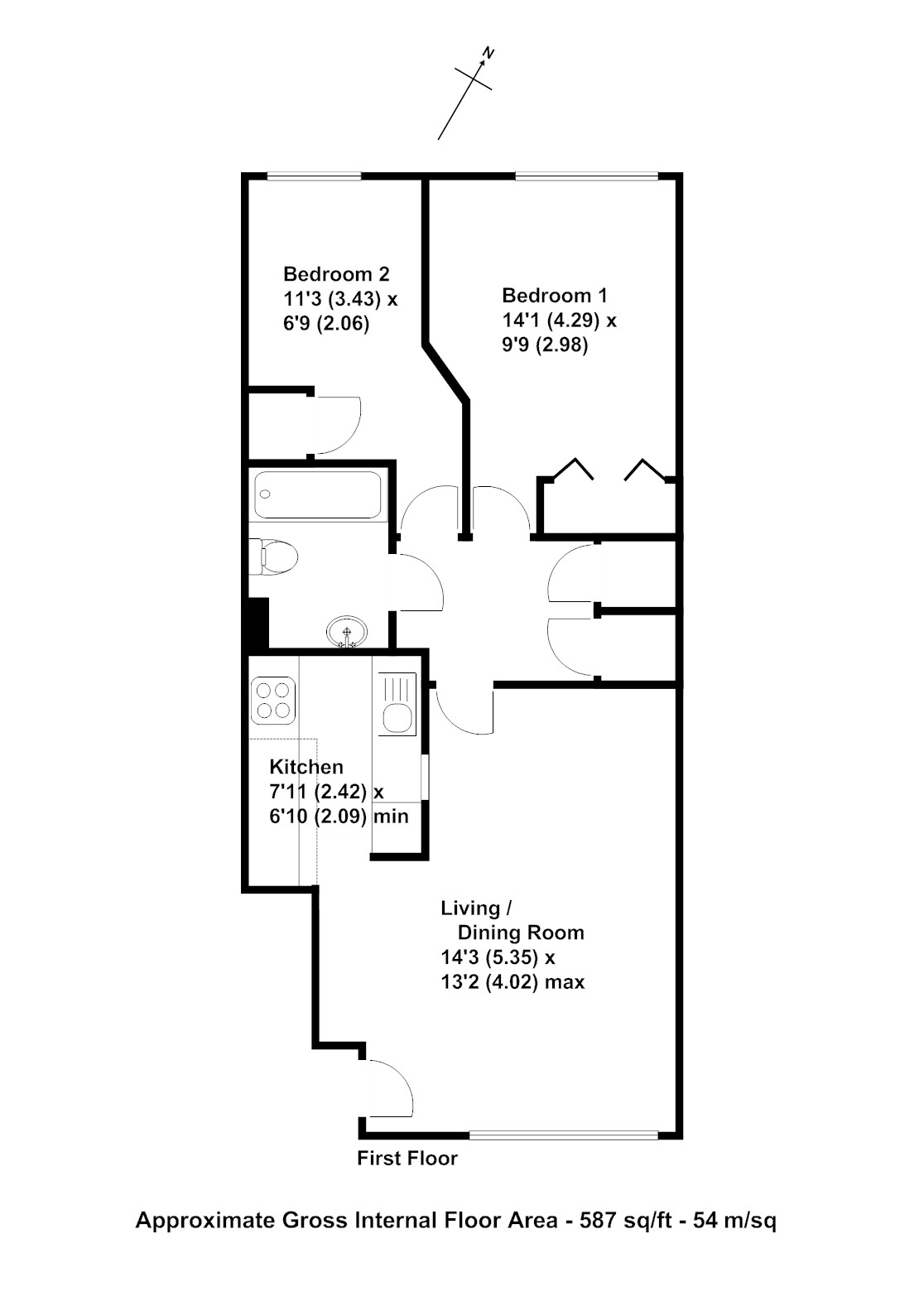 2 Bedrooms Flat to rent in The Courtyard, Claremont Road, Surrey KT14