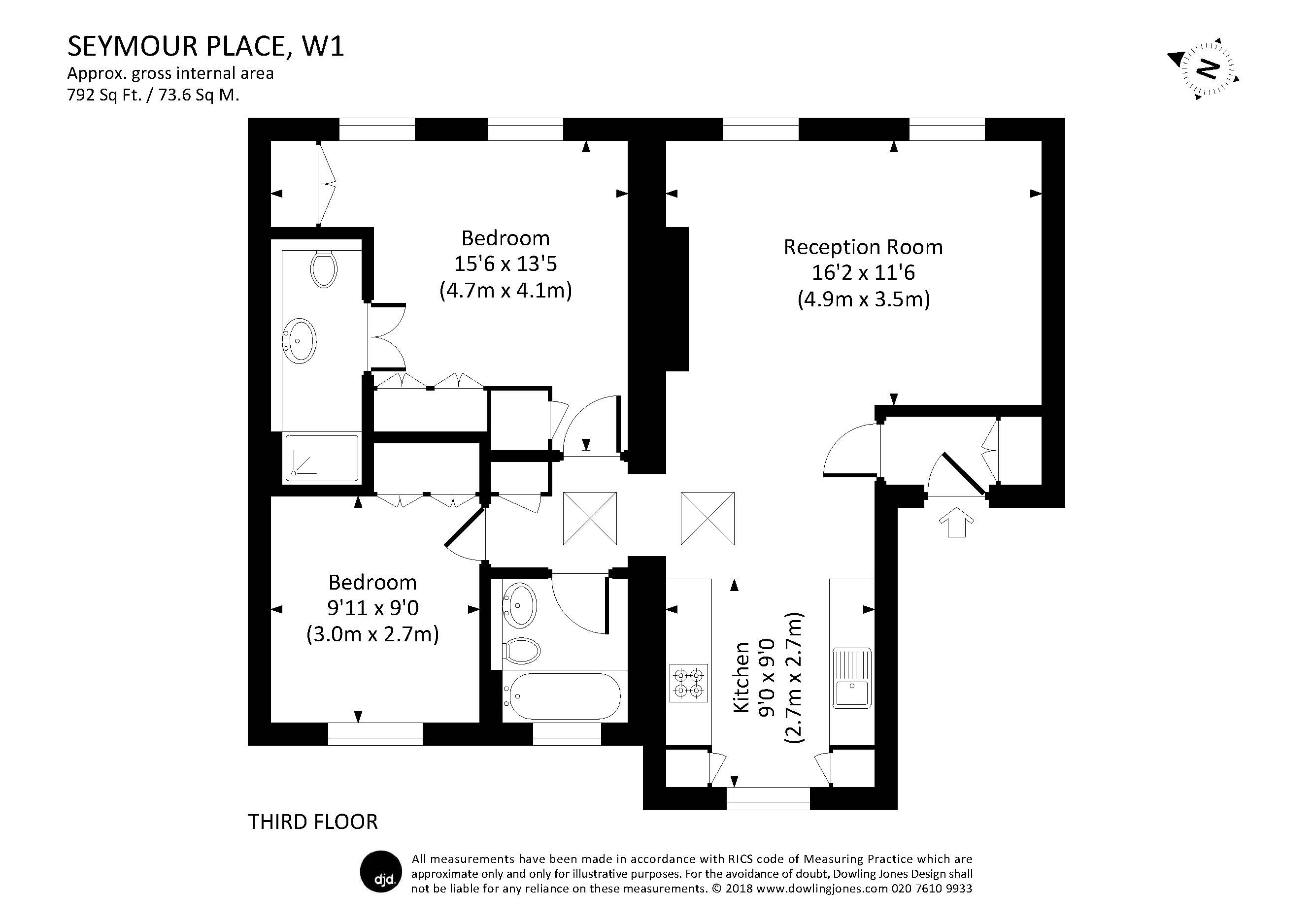 2 Bedrooms Flat to rent in Seymour Place, London W1H