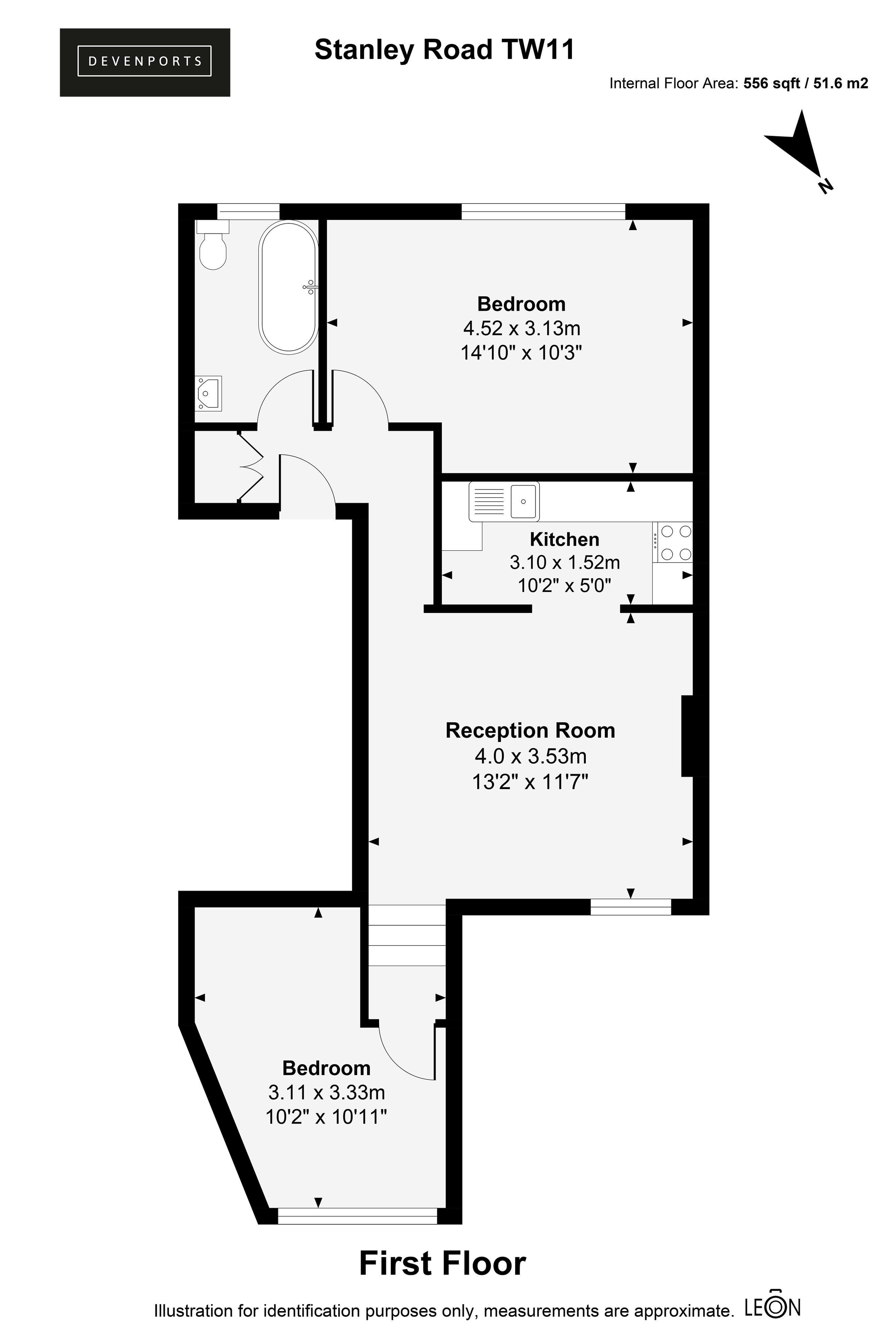 Flat 3,, 27, Stanley Road, Teddington floorplan