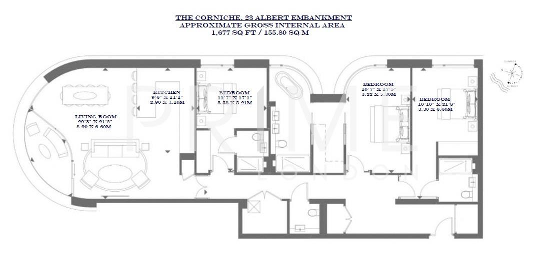 57, The Corniche, 23 Albert Embankment floorplan
