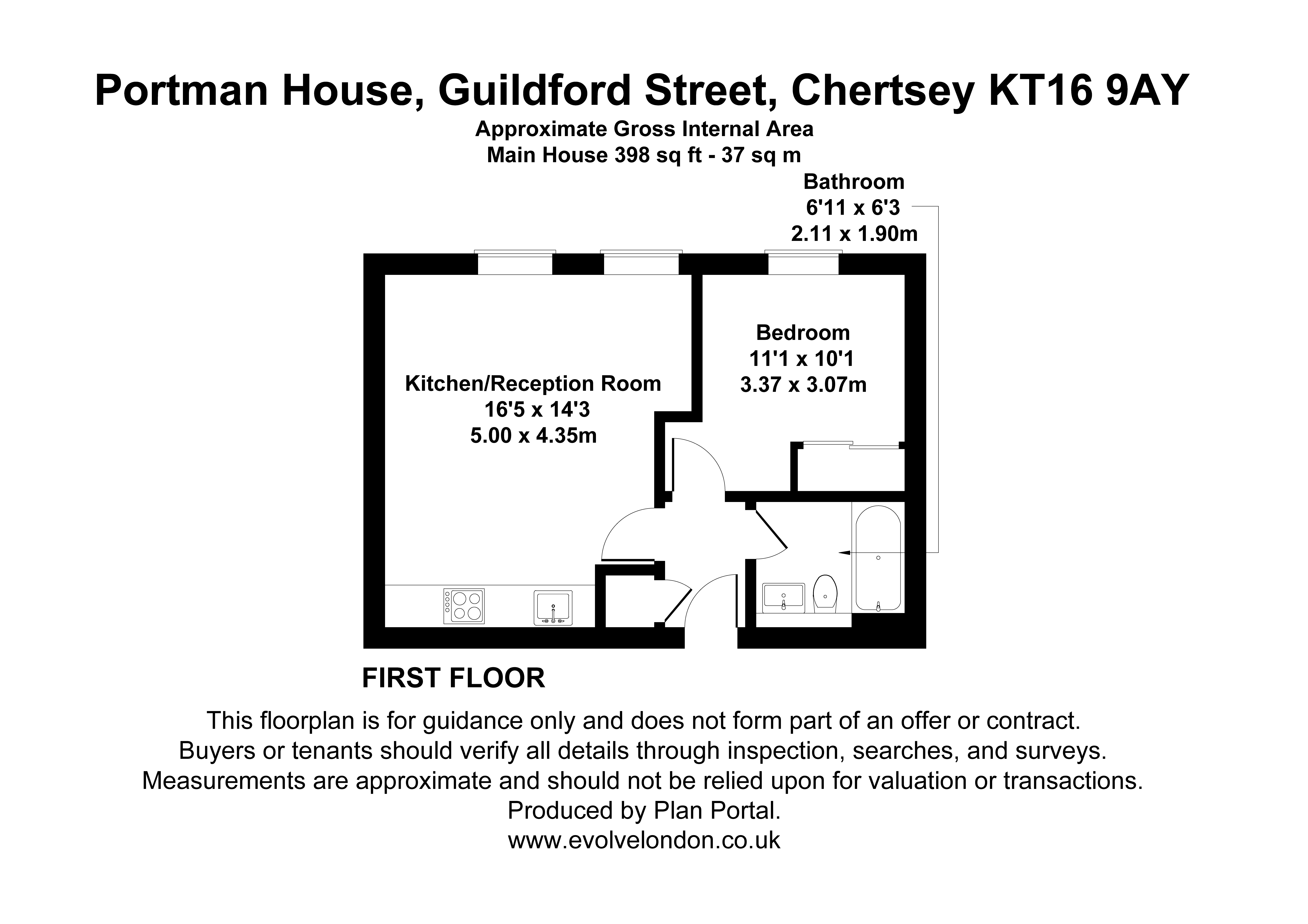 Flat 6,, Portman House, Chertsey floorplan