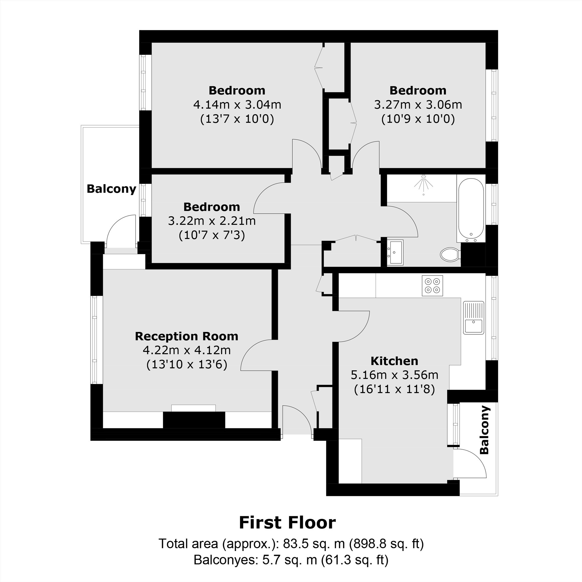 Flat 21 Pickwick House, St Ann's Road, London floorplan