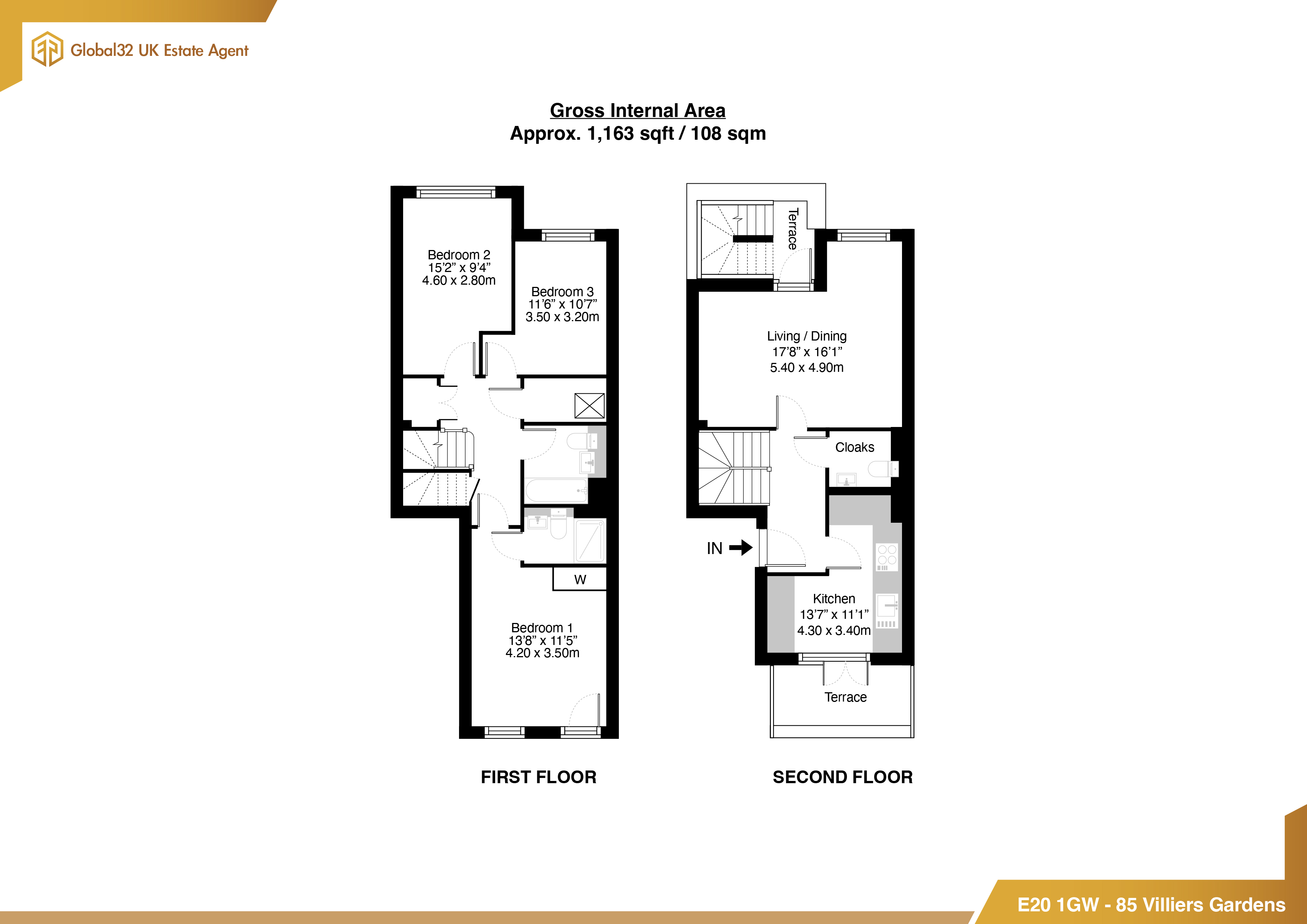 85, Villiers Gardens, London floorplan